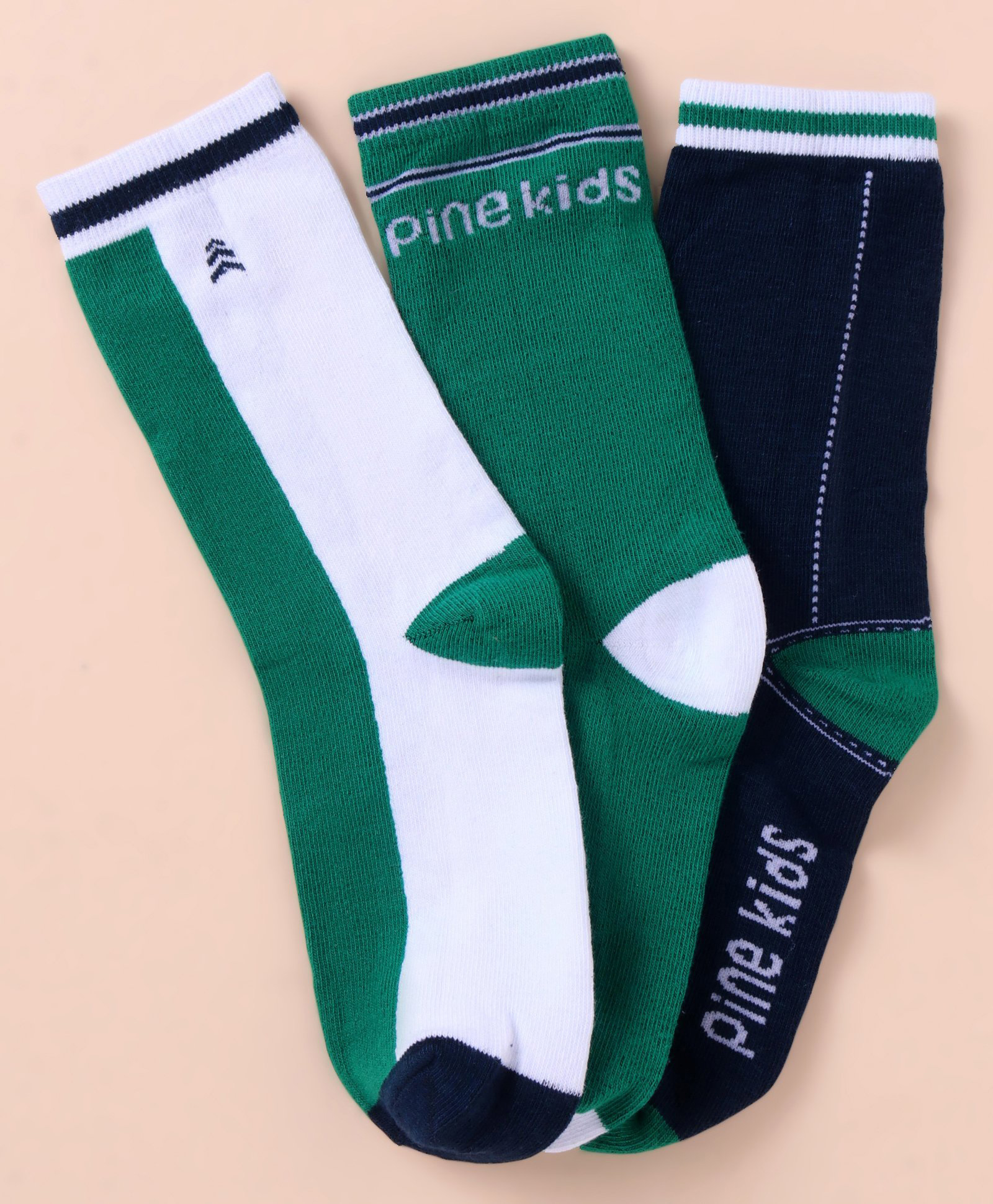 Pine Kids Cotton Knit Ankle Length Color Block Socks Pack Of 3 (Color May Vary)-image-11