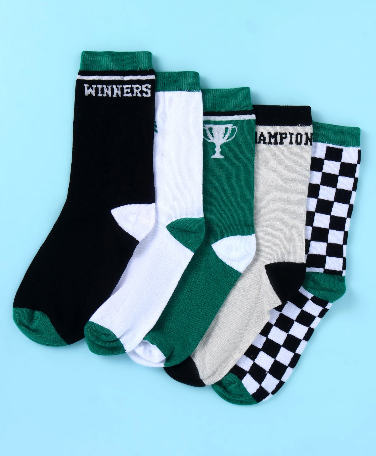 Pine Kids Cotton Ankle Length Color Block Sport Theme Socks Pack Of 5 (Color May Vary)-image-46