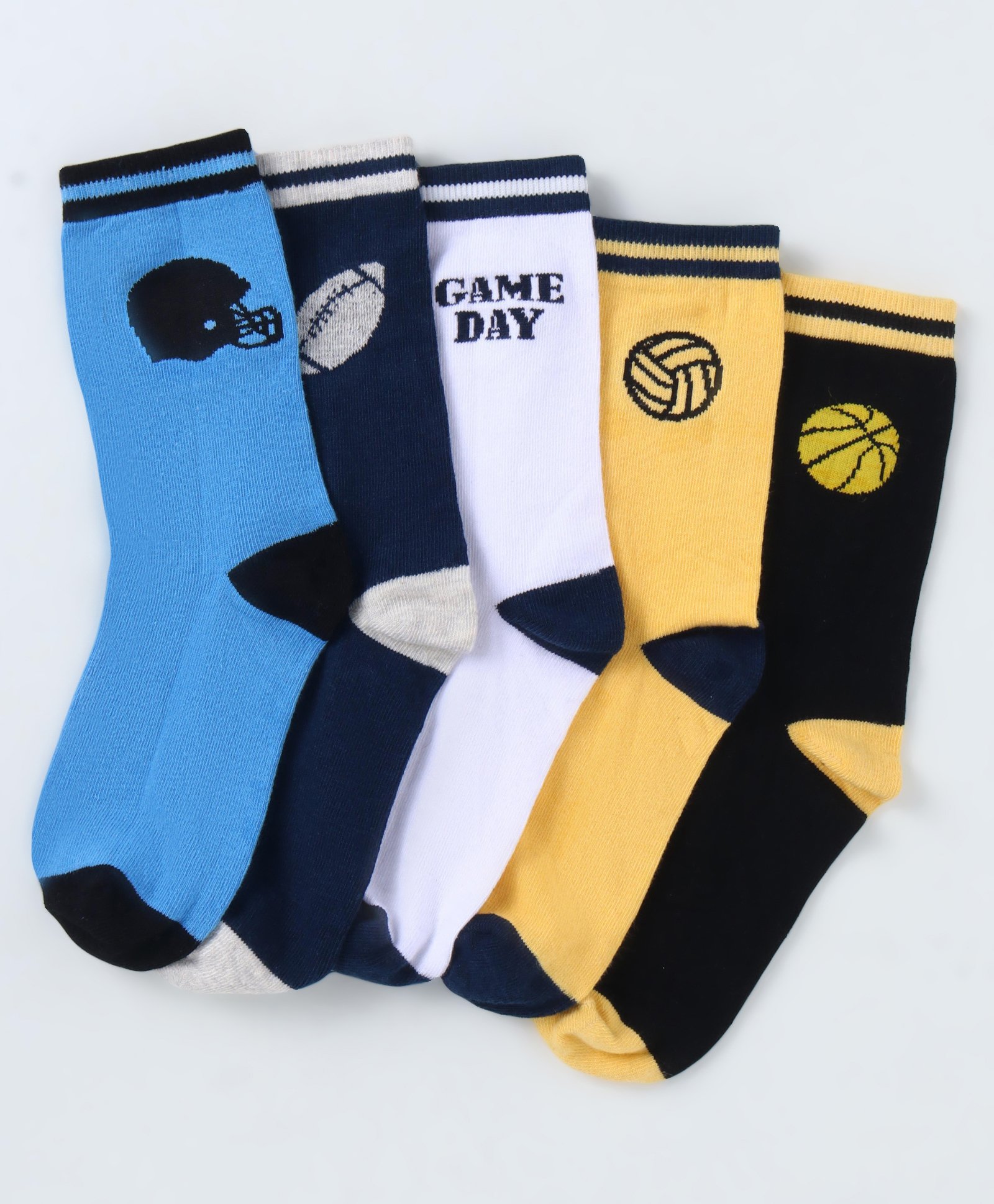 Pine Kids Cotton Knit Ankle Length Sport Theme Socks Pack Of 5 (Color May Vary)-image-26