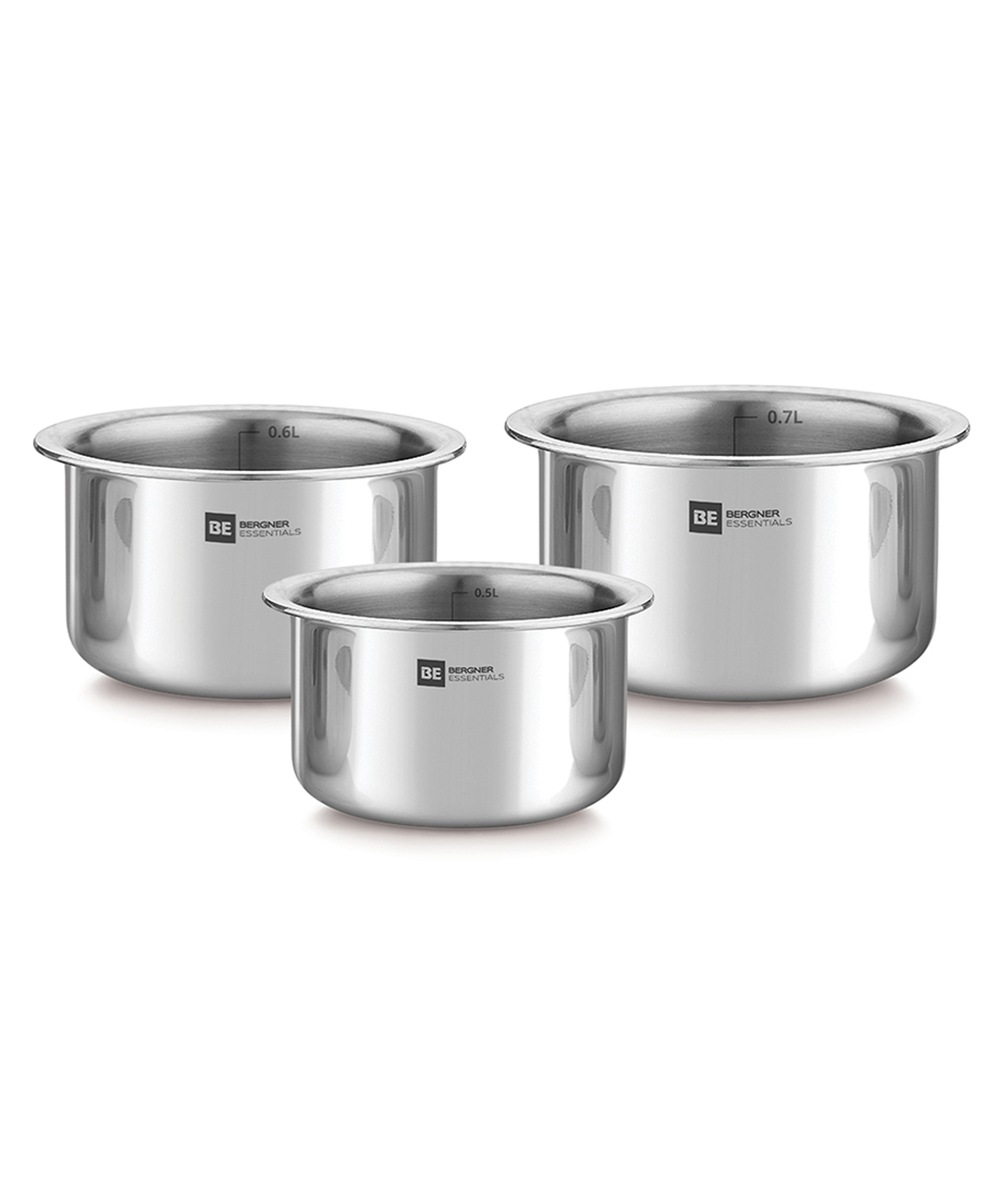 Bergner BE Bergner Essentials Tri-Ply Stainless Steel Junior Tope Set of 3 Pcs Set - 10 cm/500 ml, 11 cm/700ml, 12 cm/800ml, 3 Pc Patila Set, Topia Set, Induction Bottom & Gas Ready, 5-Year Warranty-image-8