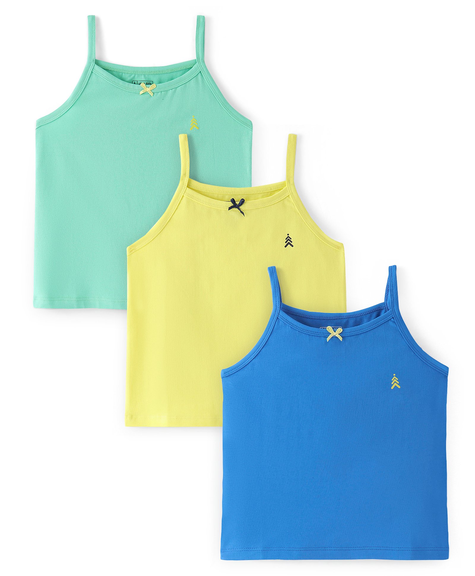 Pine Kids Cotton Lycra Singlet Sleeves Solid Slips Pack of 3 - Multicolour-picture-17