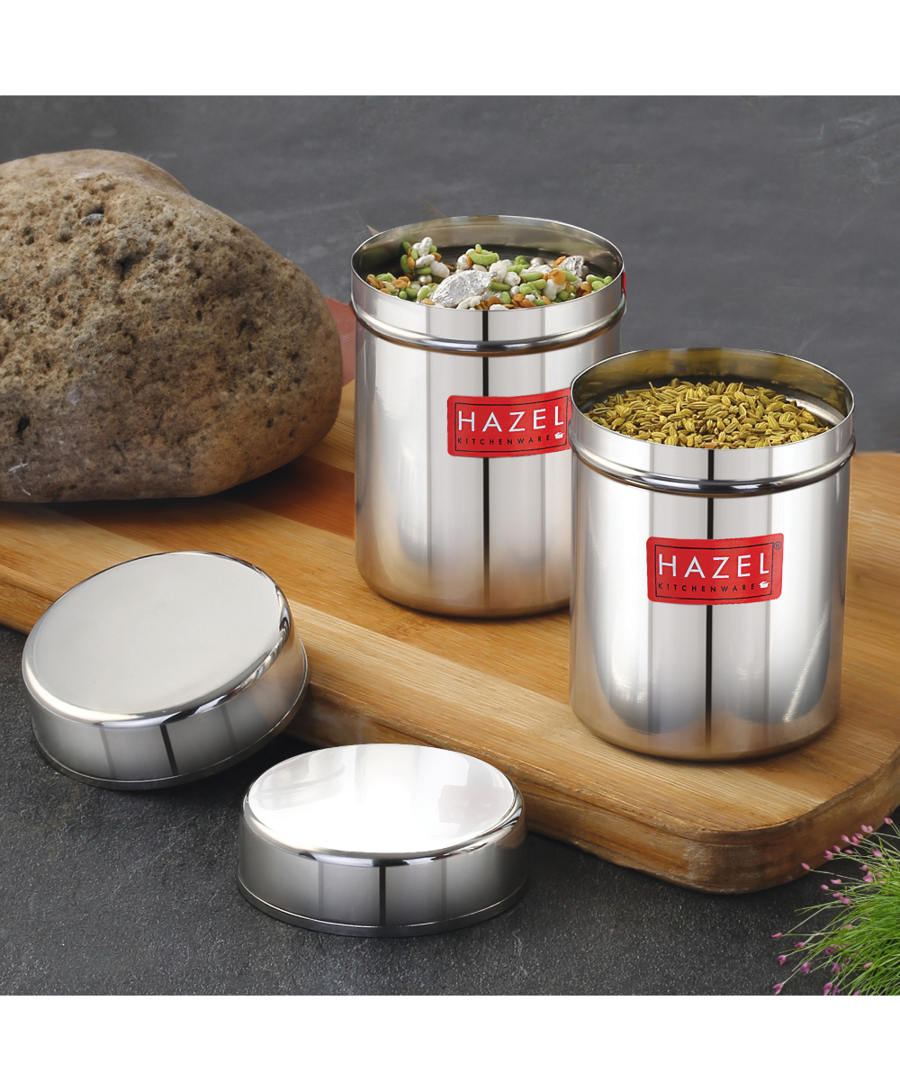 HAZEL Stainless Steel Container | Kitchen Air Tight Storage Dabba Containers Set of 2, 200 ml-image-3