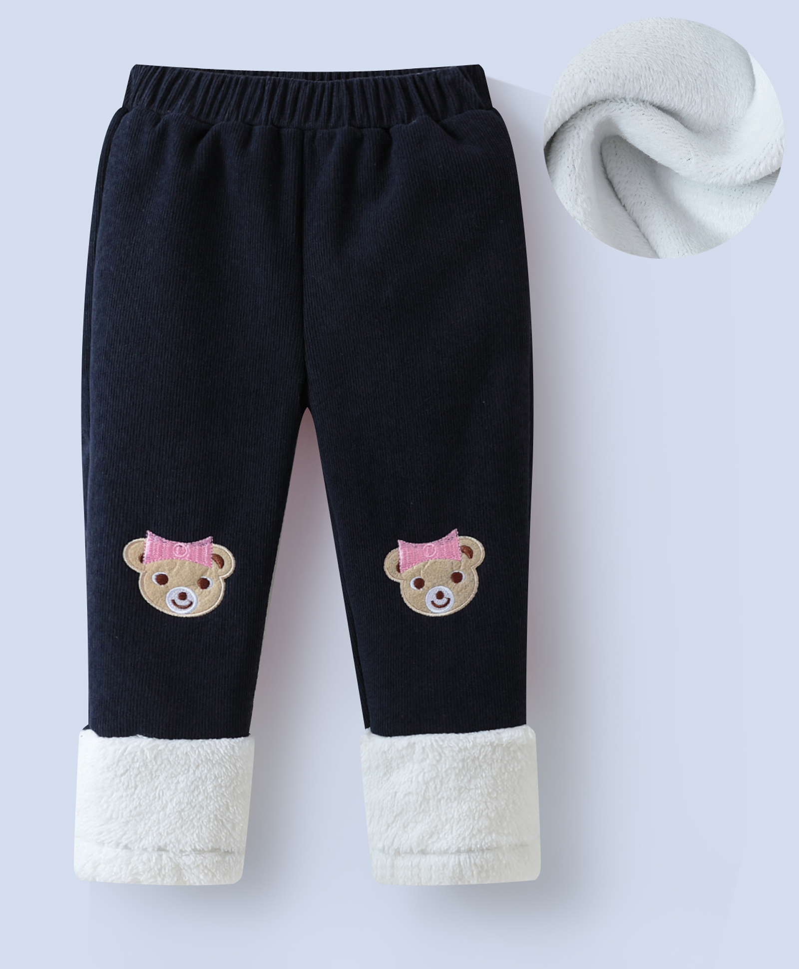 Kookie Kids Full Length Lounge Pants Bear Embroidered- Navy Blue-image-30