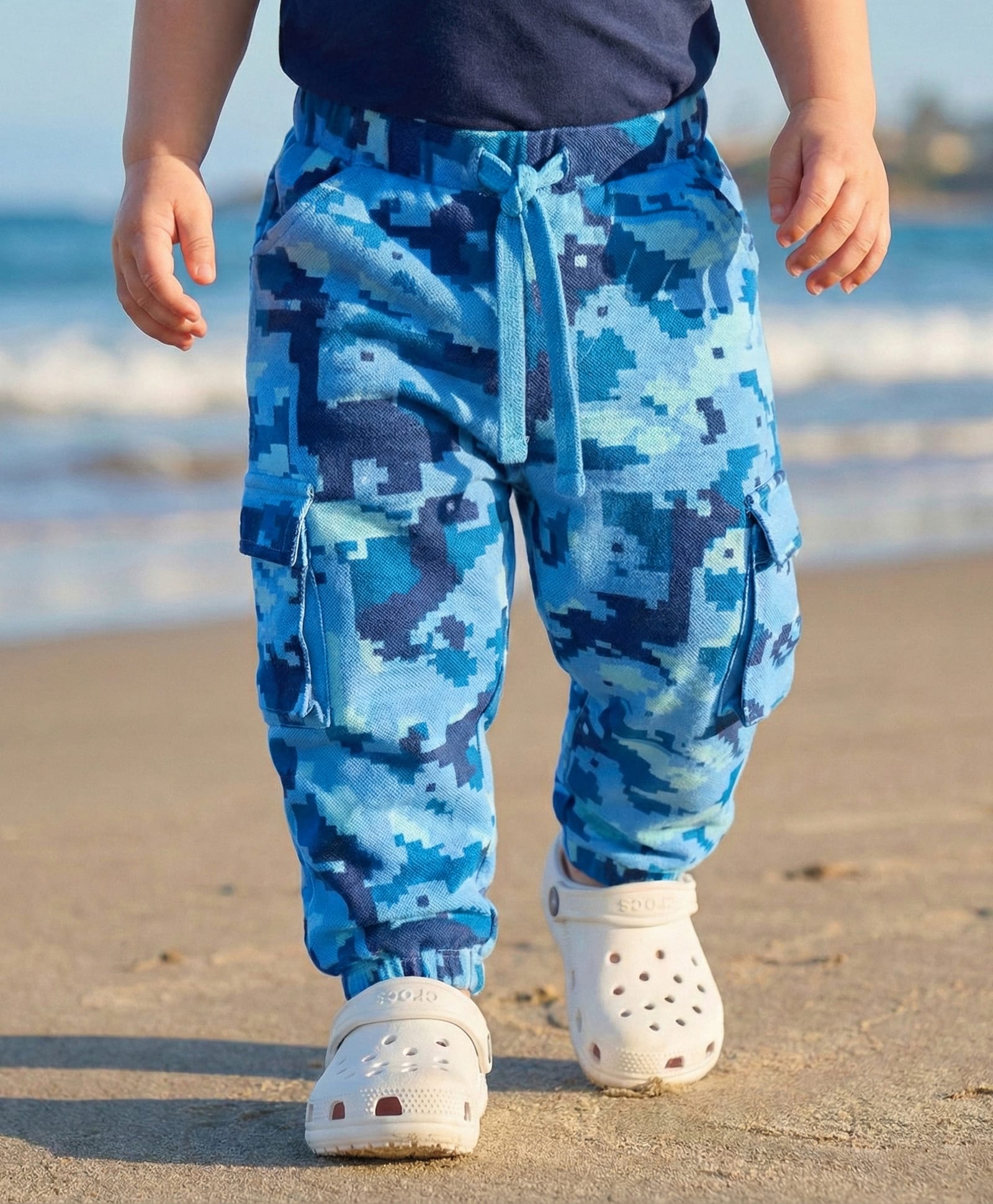 Babyoye 100% Cotton Full Length Denim Jeans With Dino Print - Blue-picture-11