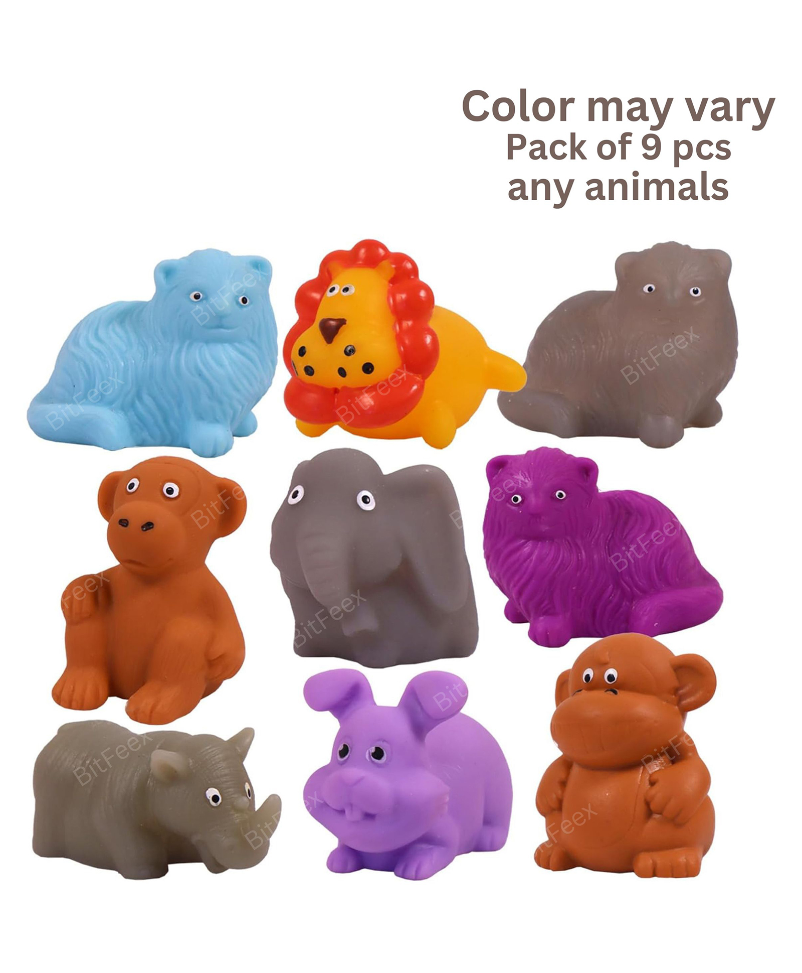 BitFeex Squeeze Duck Bath & Squeezy Sensory Textured Duck Squeaky Baby Bath Toys for Newborns Baby-Pack of 9 Pcs, Color may vary-image-24