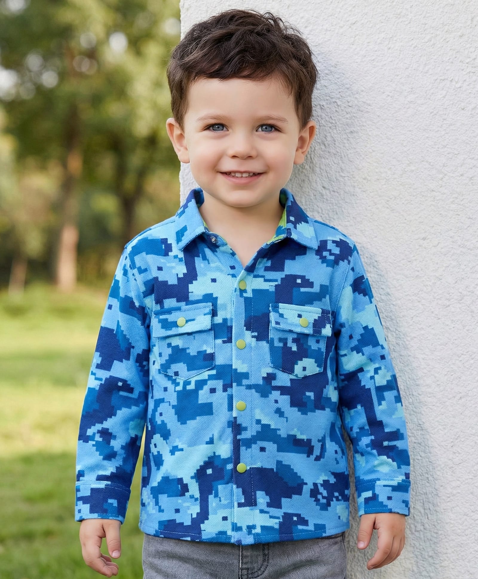 Babyoye 100% Cotton Knit Full Sleeves Shirt with Dino Print - Blue-picture-21