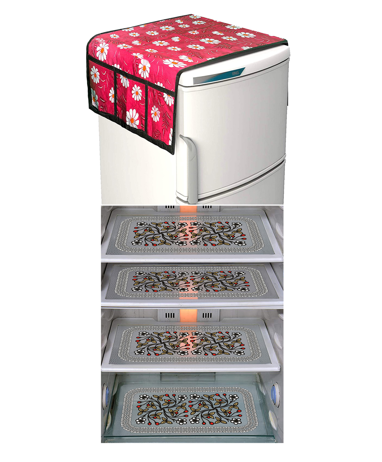 Dakshya Industries Fridge Top Cover and Fridge Mat Combo Set of 5-picture-24
