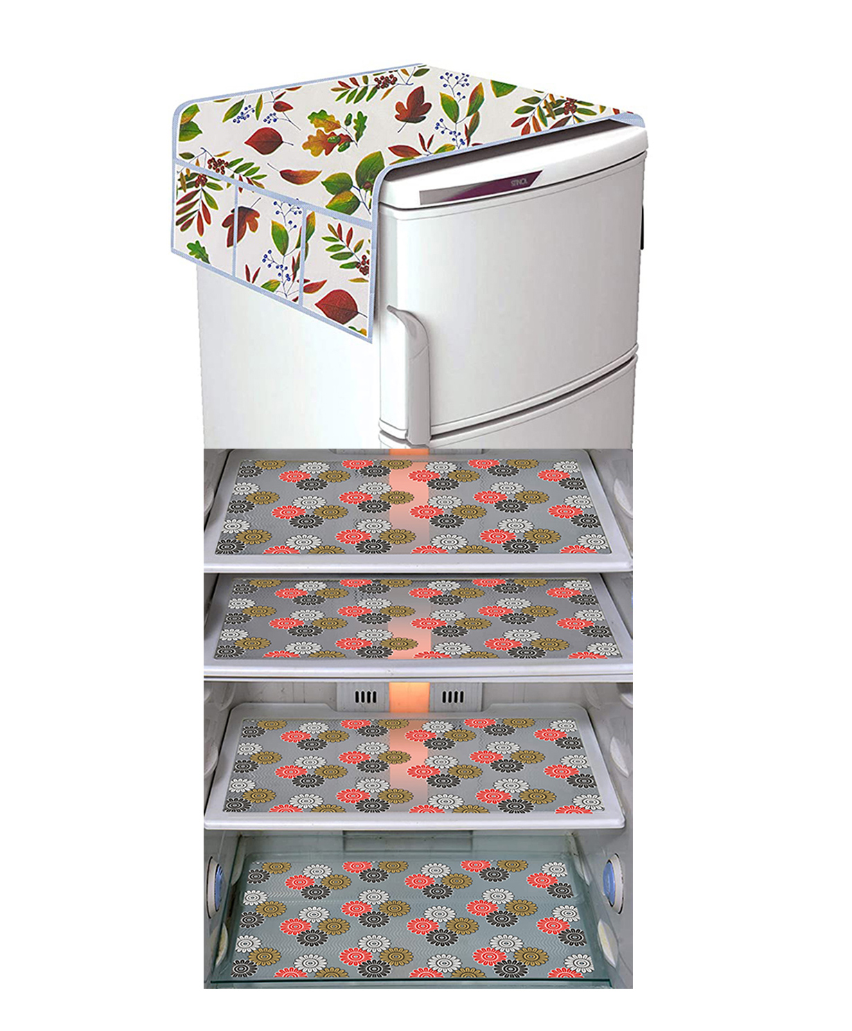 Dakshya Industries Fridge Top Cover and Fridge Mat Combo Set of 5-picture-28