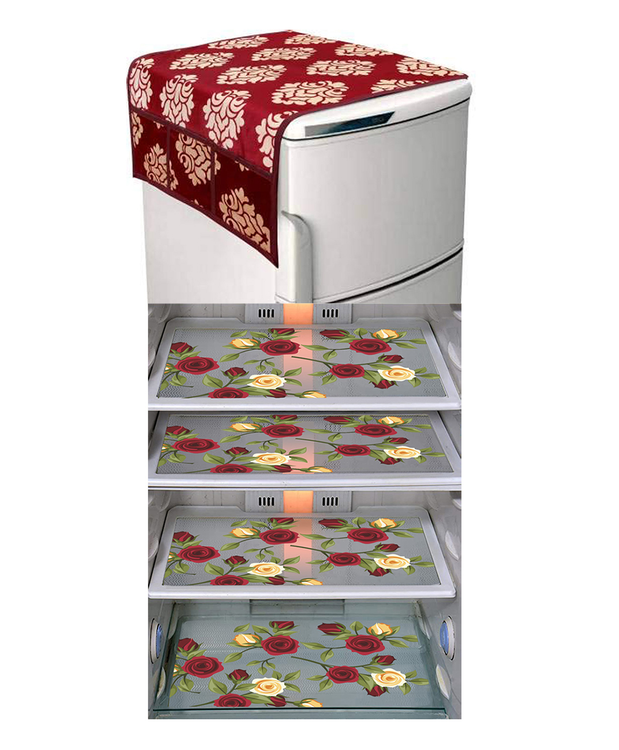 Dakshya Industries Fridge Top Cover and Fridge Mat Combo Set of 5-picture-26