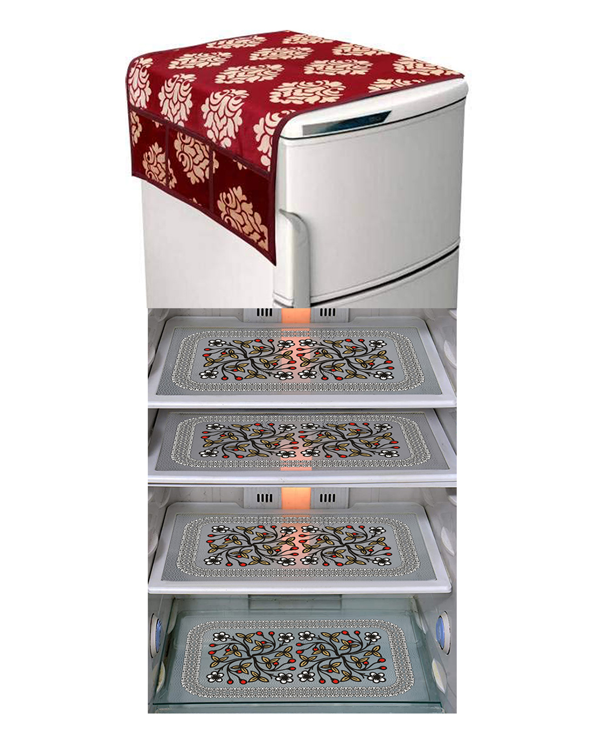 Dakshya Industries Fridge Top Cover and Fridge Mat Combo Set of 5-picture-22