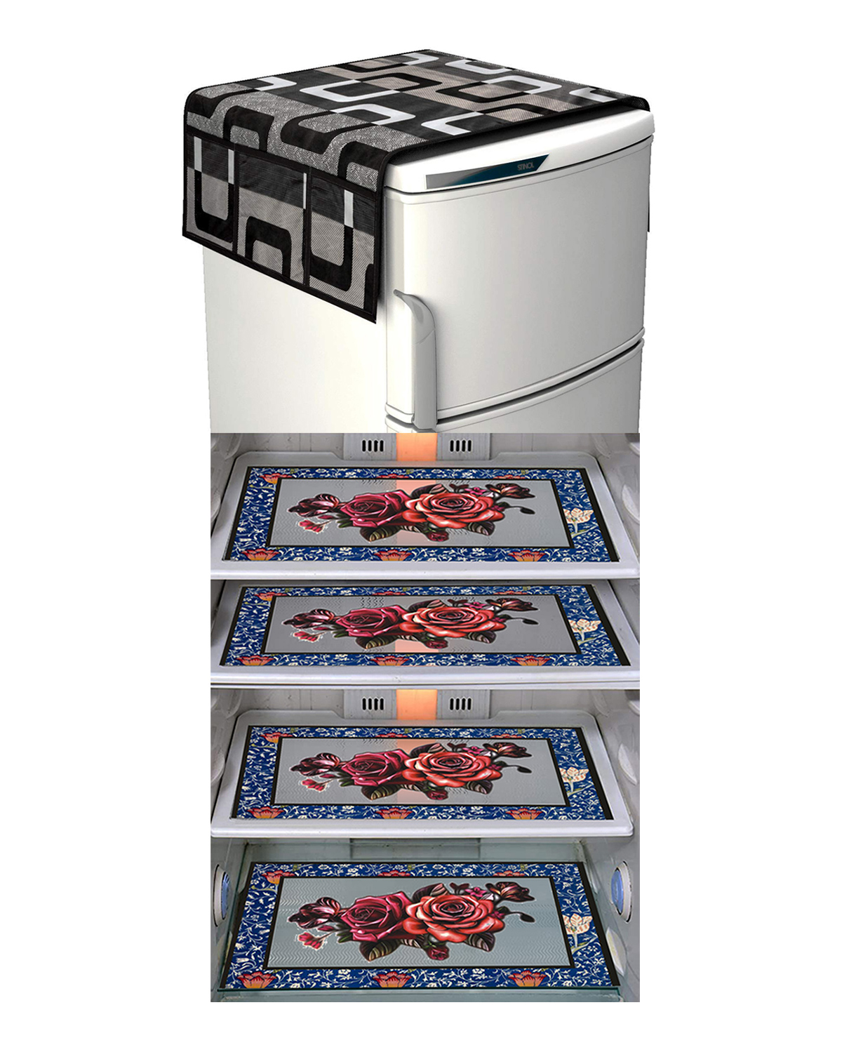 Dakshya Industries Fridge Top Cover and Fridge Mat Combo Set of 5-picture-15
