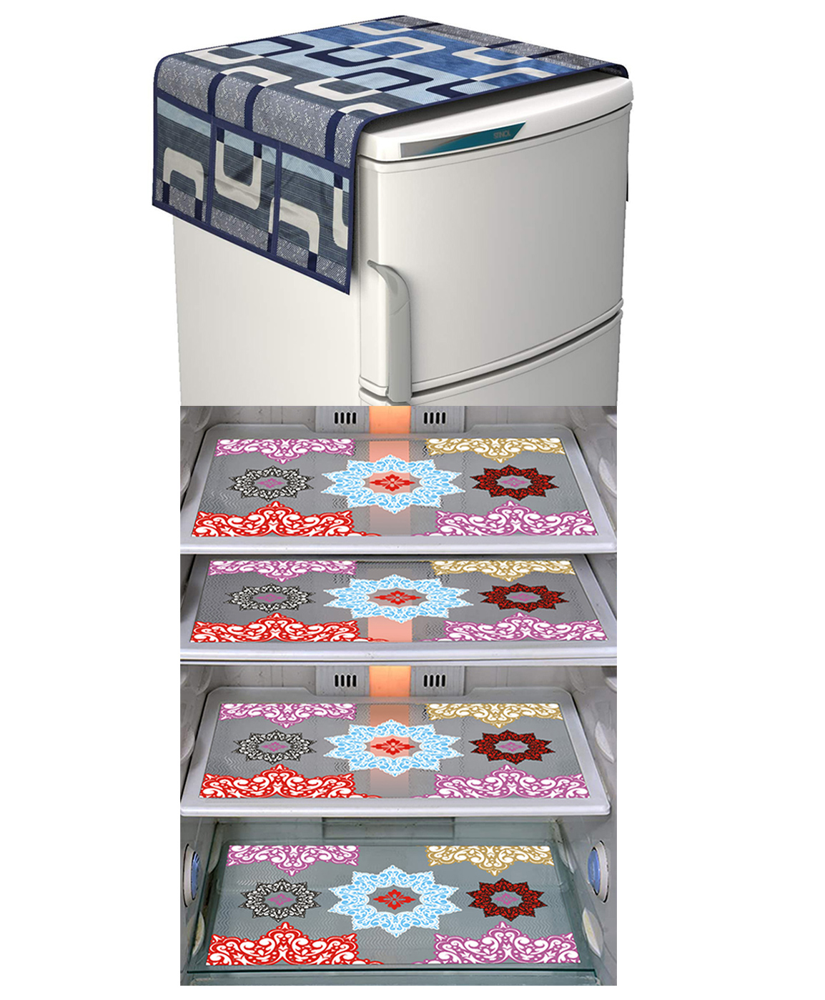 Dakshya Industries Fridge Top Cover and Fridge Mat Combo Set of 5-picture-18