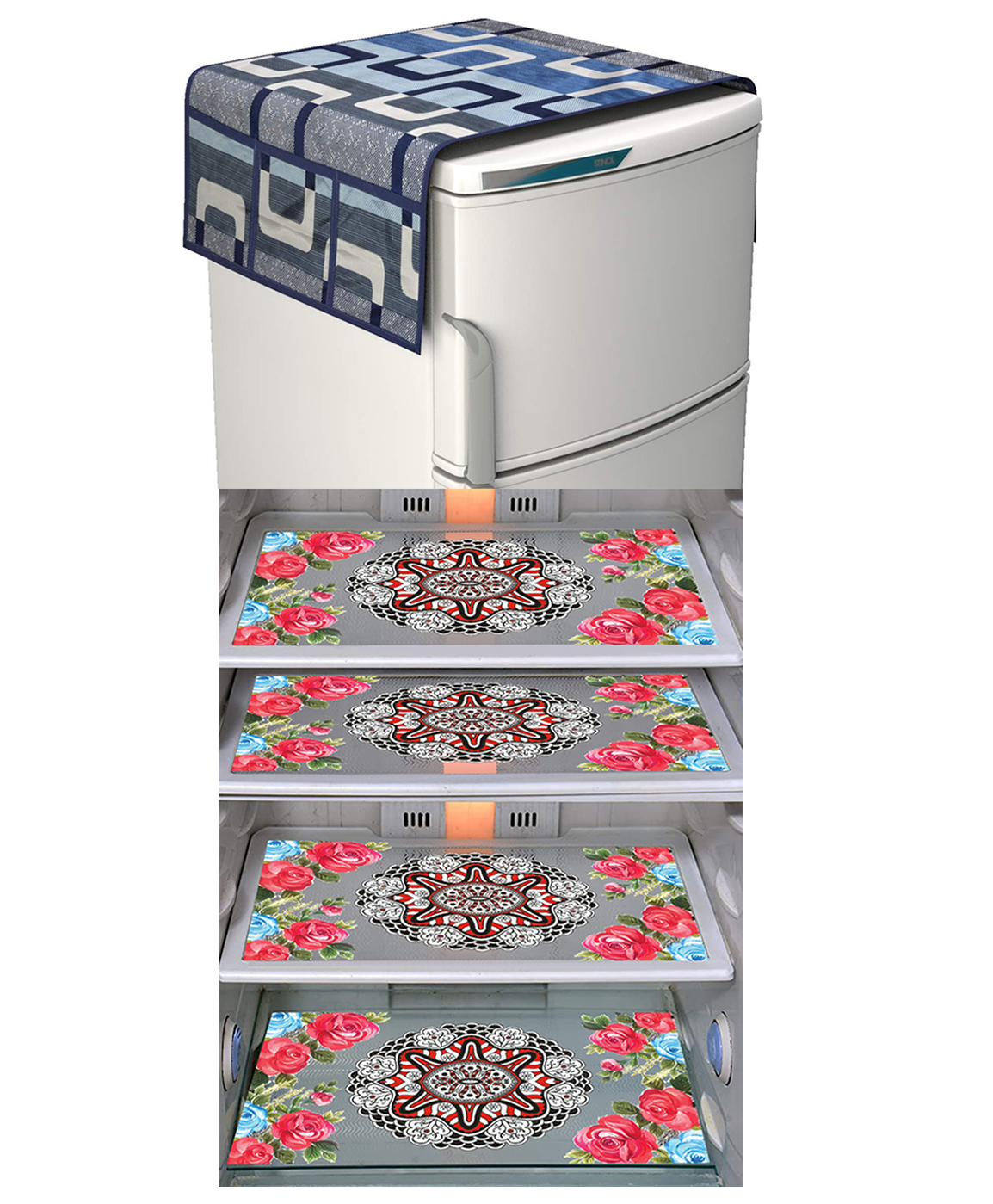 Dakshya Industries Fridge Top Cover and Fridge Mat Combo Set of 5-picture-16