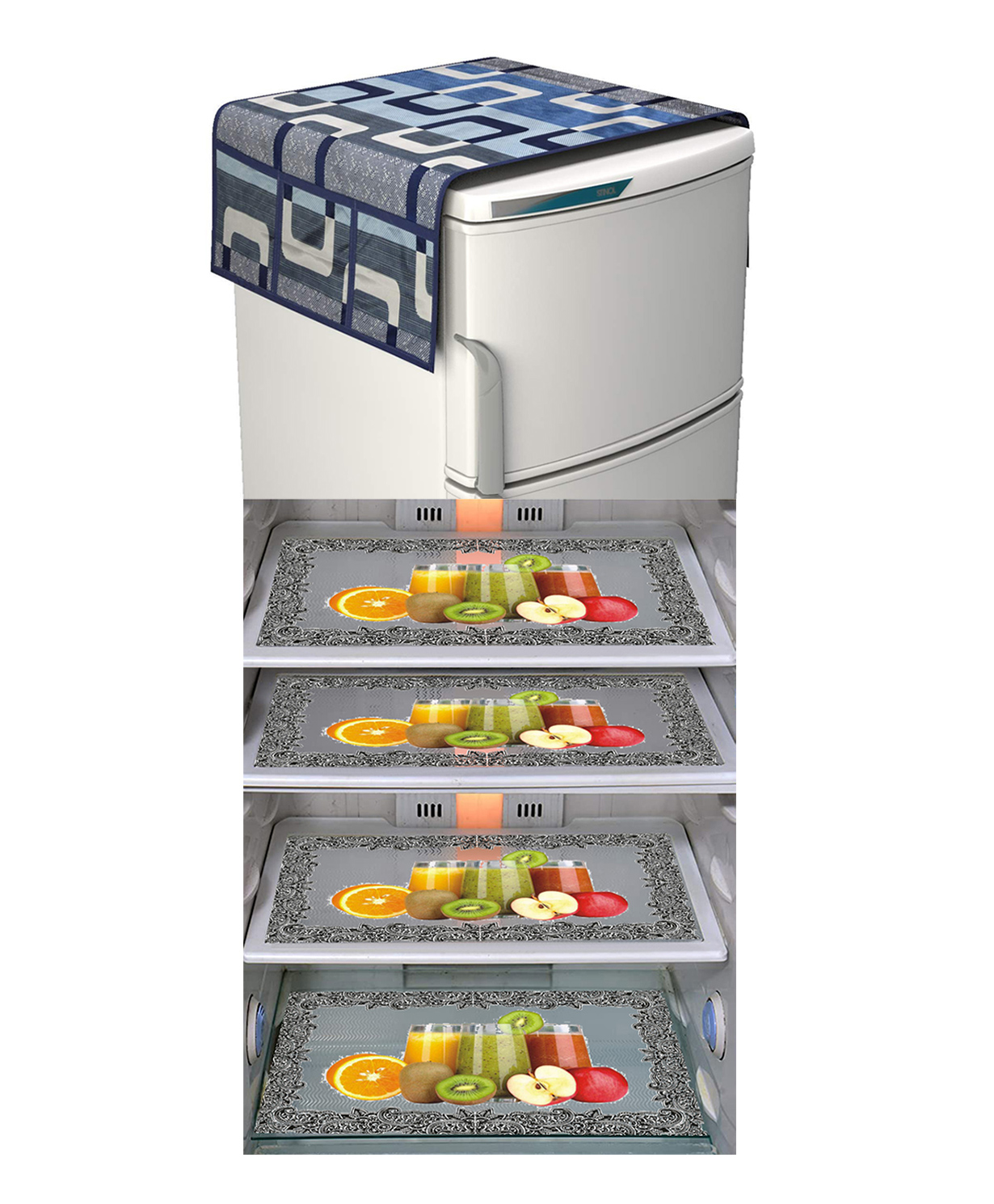 Dakshya Industries Fridge Top Cover and Fridge Mat Combo Set of 5-picture-17