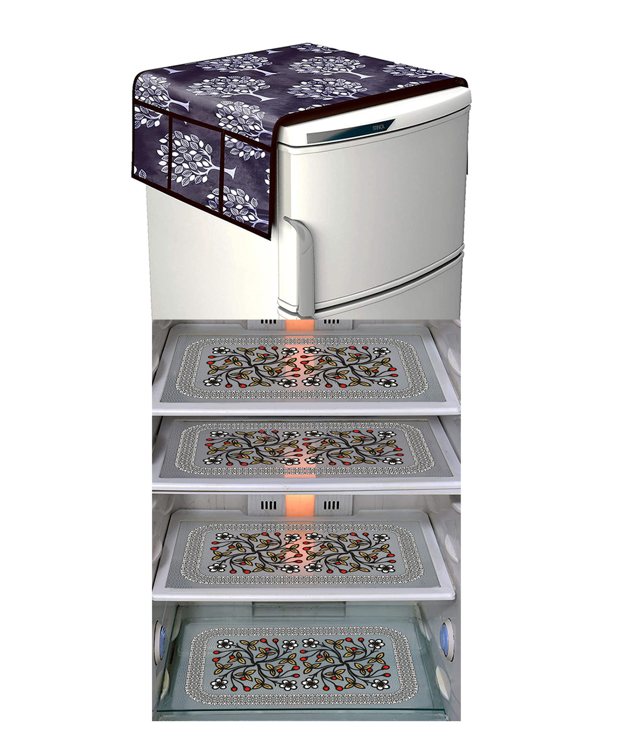 Dakshya Industries Fridge Top Cover and Fridge Mat Combo Set of 5-picture-14