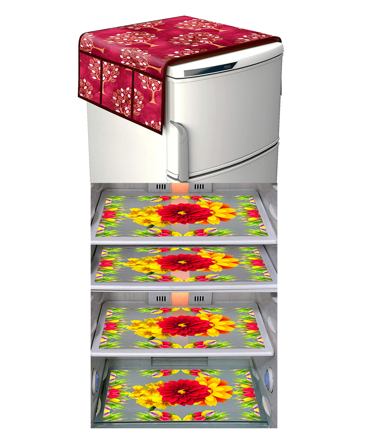Dakshya Industries Fridge Top Cover and Fridge Mat Combo Set of 5-picture-20