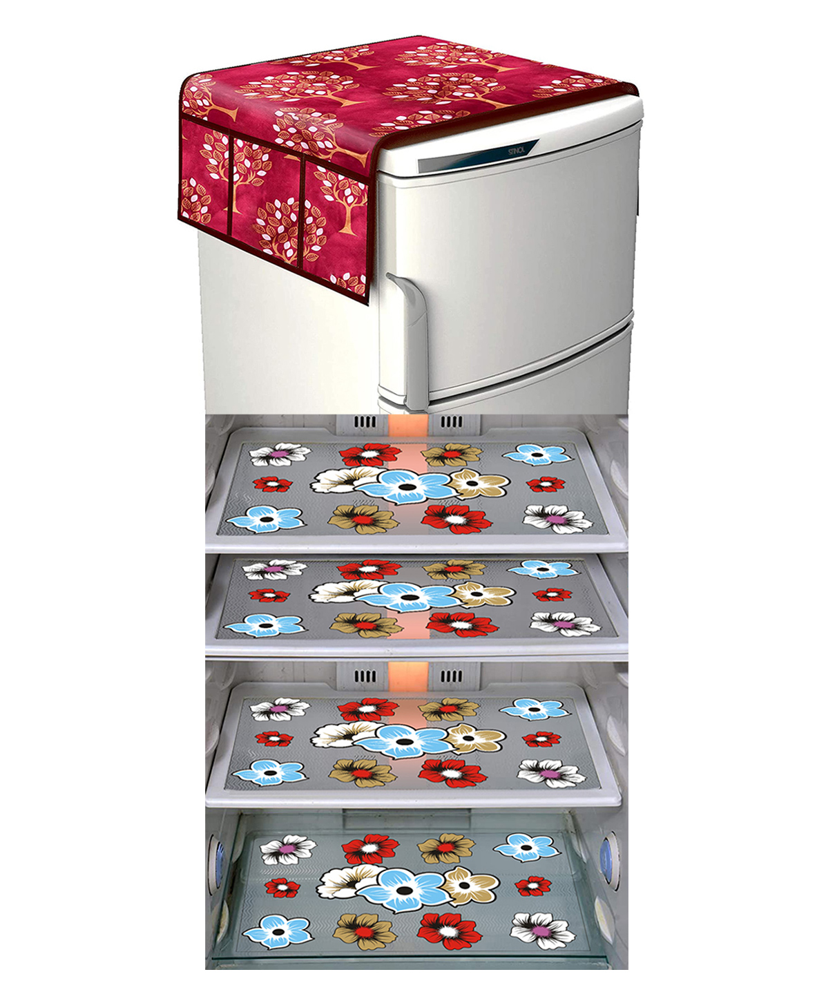 Dakshya Industries Fridge Top Cover and Fridge Mat Combo Set of 5-picture-19