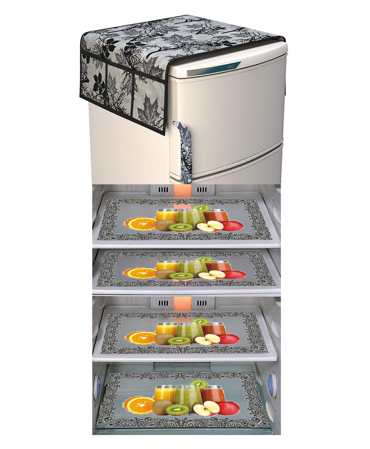Dakshya Industries Fridge Top Cover and Fridge Mat Combo Set of 5-picture-11