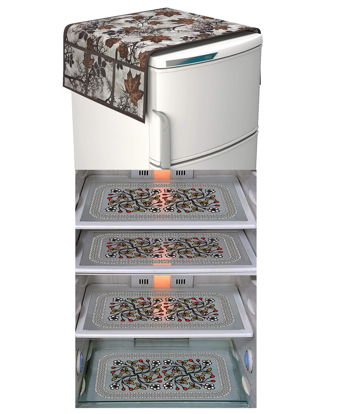 Dakshya Industries Fridge Top Cover and Fridge Mat Combo Set of 5-image-6