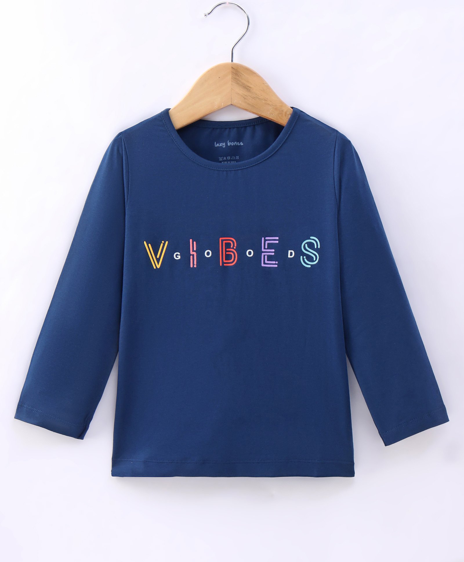 Lazy Bones Sinker Knit Full Sleeves T-Shirt with Text Print - Navy Blue-picture-26