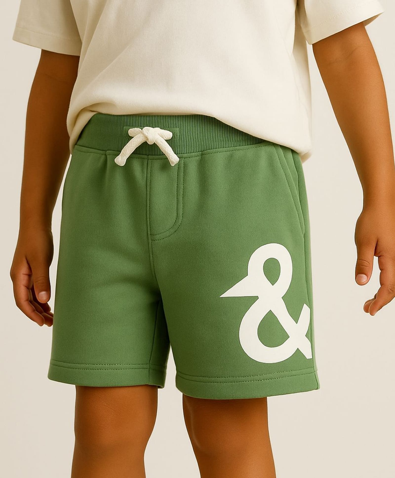 Tales & Stories Cotton Brand Logo Printed Shorts - Olive-picture-11