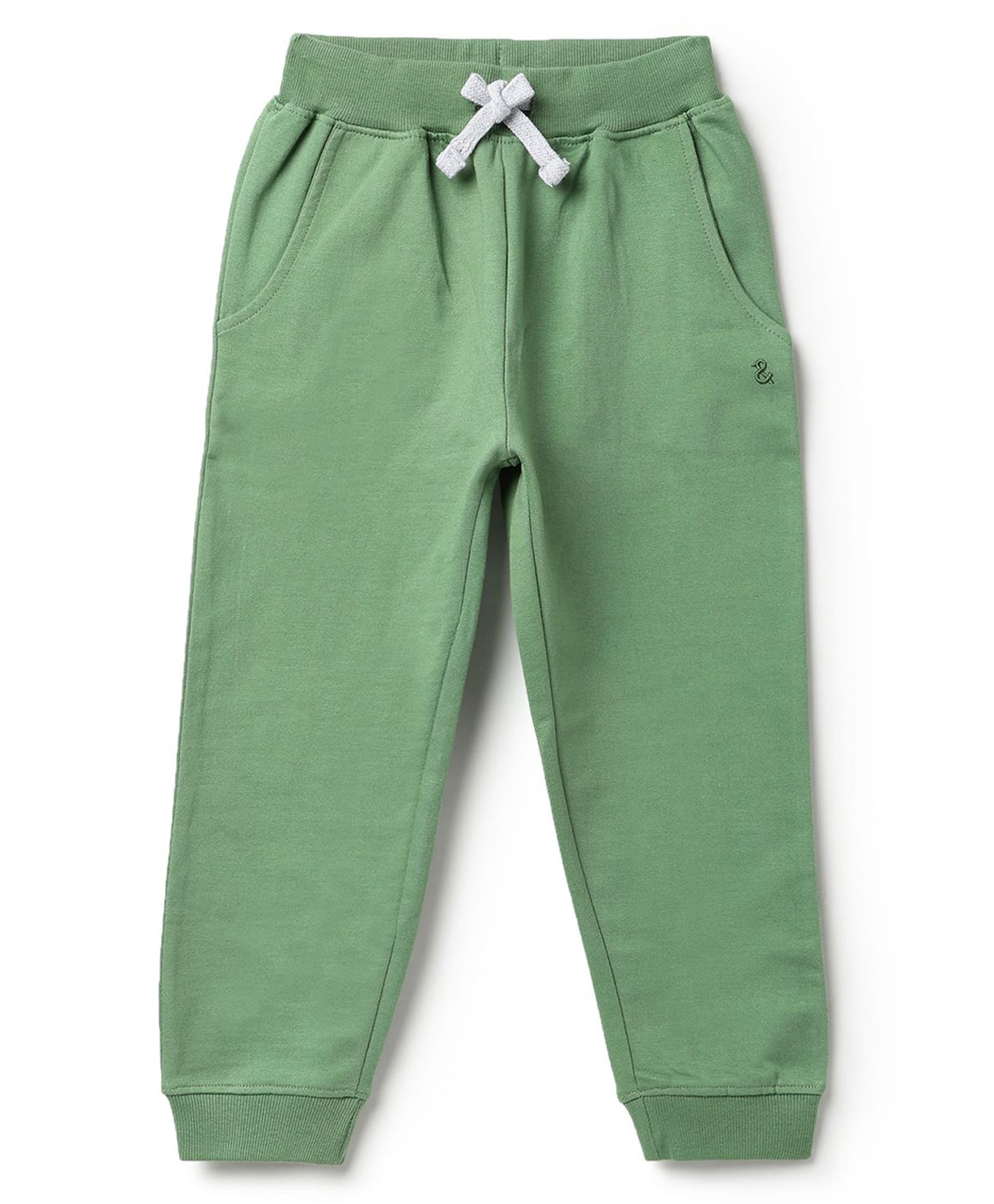 Tales & Stories Cotton Regular Fit Solid Joggers - Olive-picture-17