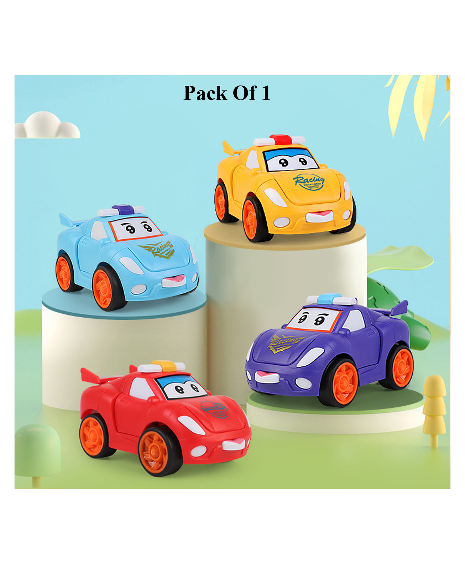 Fantasy India Mini Cartoon Transformer Pull Back Convertible From Car to Robot Pack Of 1-Colour May Vary-image-28