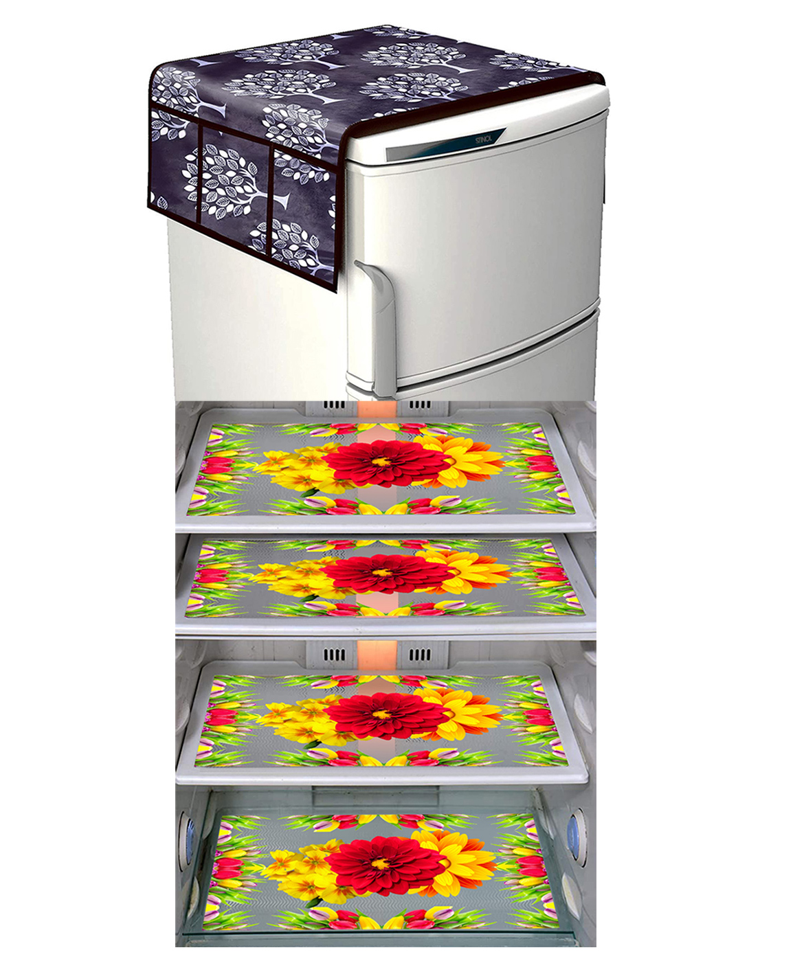 Dakshya Industries Fridge Top Cover and Fridge Mat Combo Set of 5-picture-13