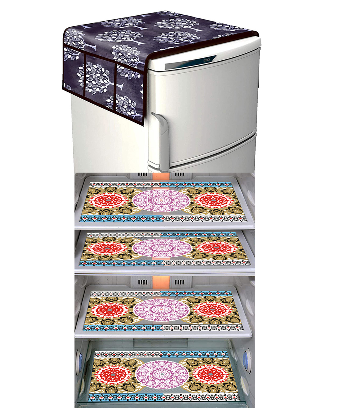 Dakshya Industries Fridge Top Cover and Fridge Mat Combo Set of 5-picture-12