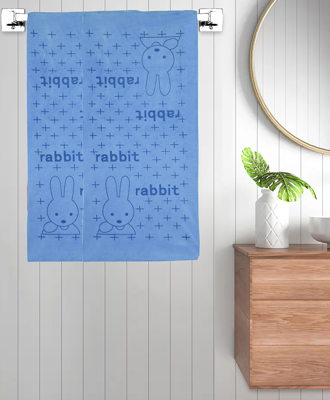 FABINALIV Set of 2 Blue Cartoon 300 GSM Cotton Kids Bath Towels (110X55 cm)-picture-36