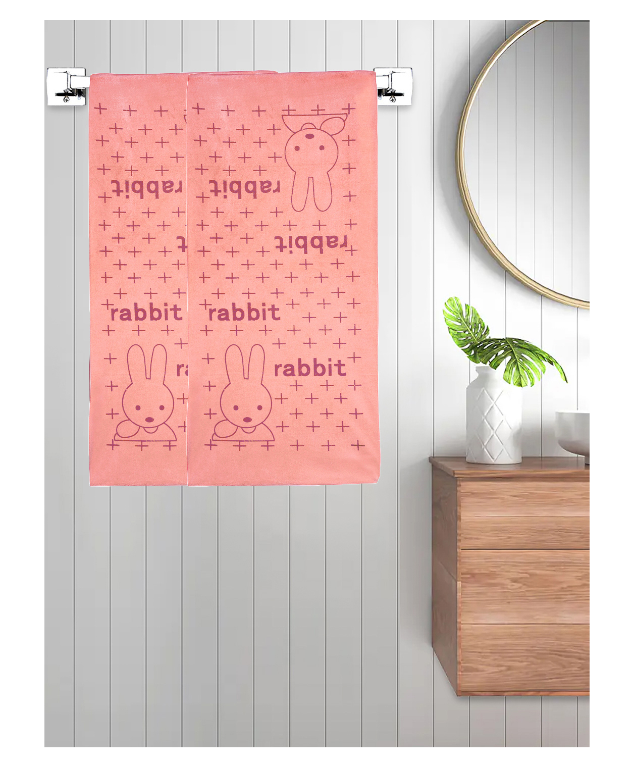 FABINALIV Set of 2 Orange Cartoon 300 GSM Cotton Kids Bath Towels (110X55 cm)-picture-31