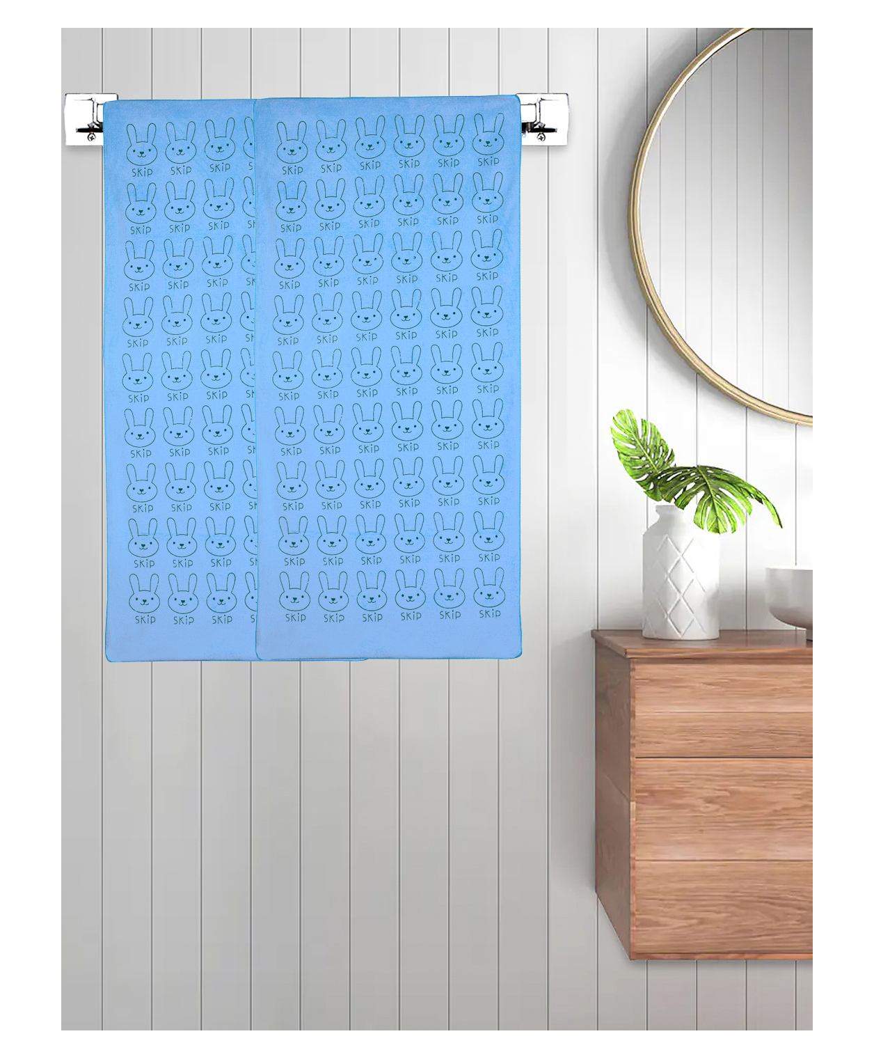 FABINALIV Set of 2 Blue Cartoon 300 GSM Cotton Kids Bath Towels (110X55 cm)-picture-37