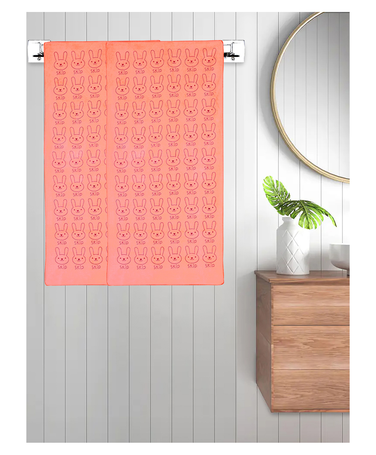 FABINALIV Set of 2 Orange Cartoon 300 GSM Cotton Kids Bath Towels (110X55 cm)-picture-36