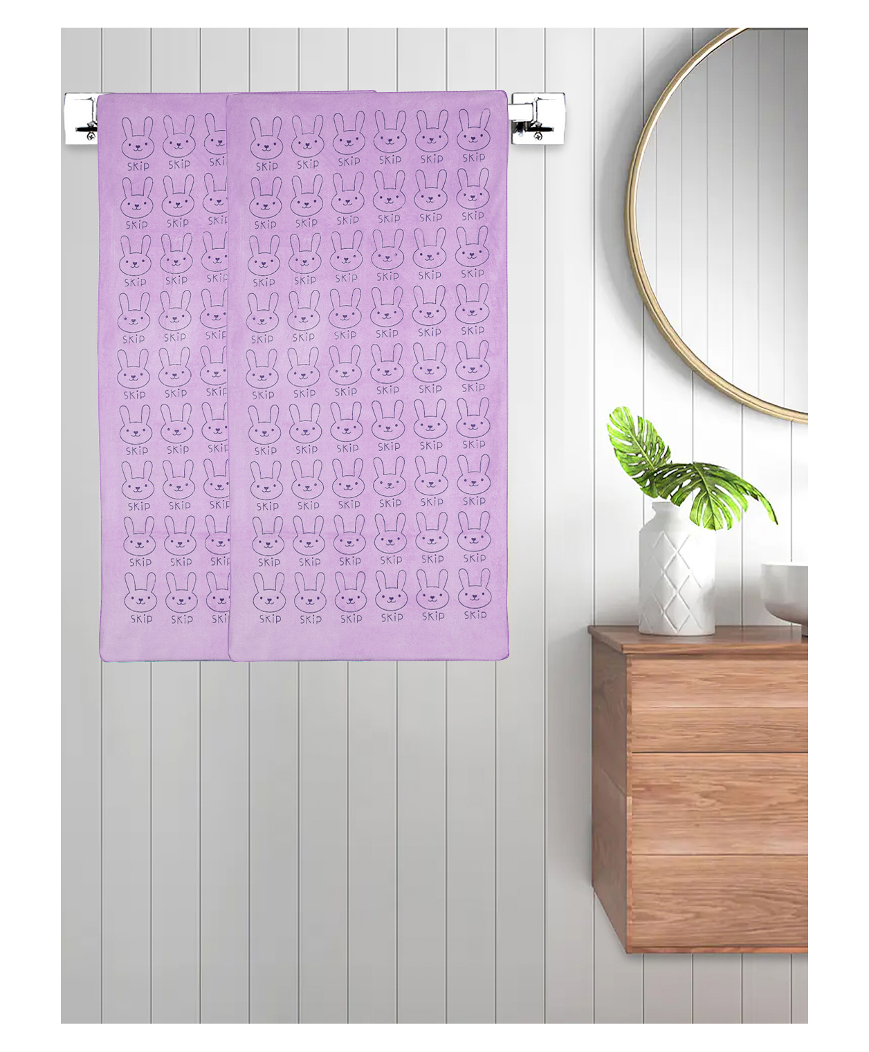 FABINALIV Set of 2 Purple Cartoon 300 GSM Cotton Kids Bath Towels (110X55 cm)-picture-38