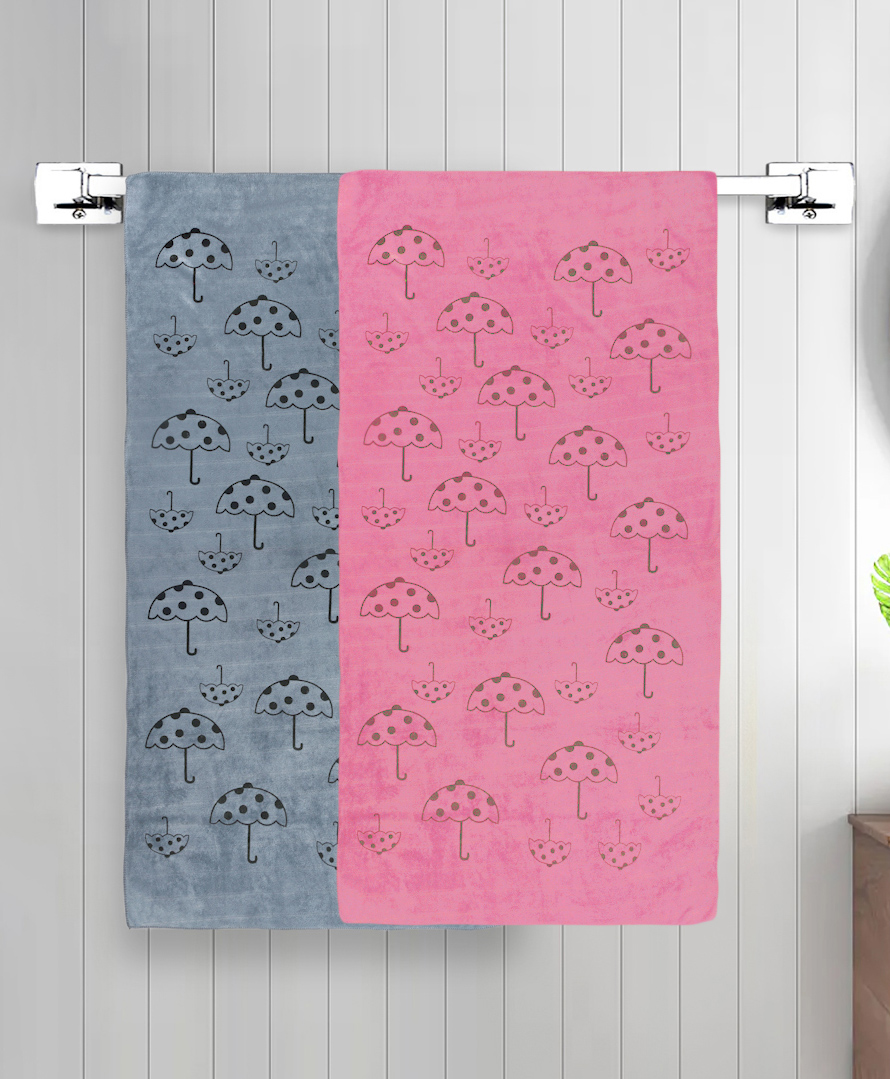 FABINALIV Set of 2 Unisex Multicolor Abstract 420 GSM Cotton Bath Towels (140x70 cm)-picture-20