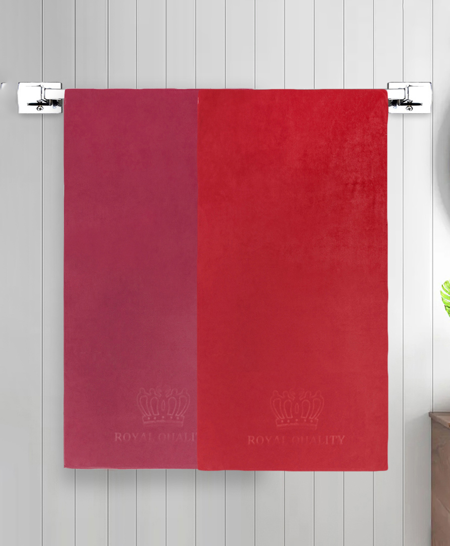 FABINALIV Set of 2 Unisex Multicolor Solid 420 GSM Cotton Bath Towels (140x70 cm)-image-33