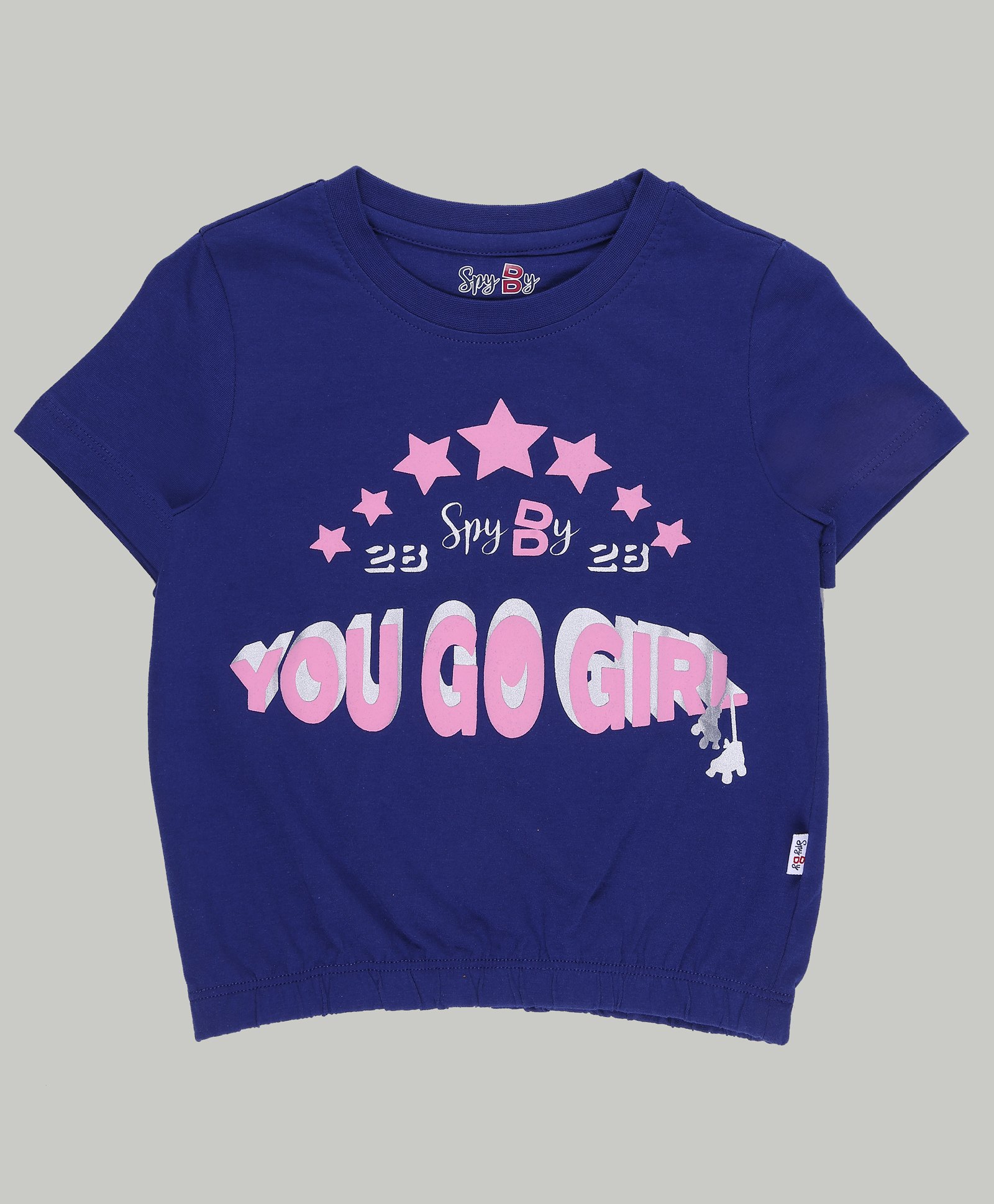 SpyBy Half Sleeves You Go Girl Text Printed Top - Navy-picture-1