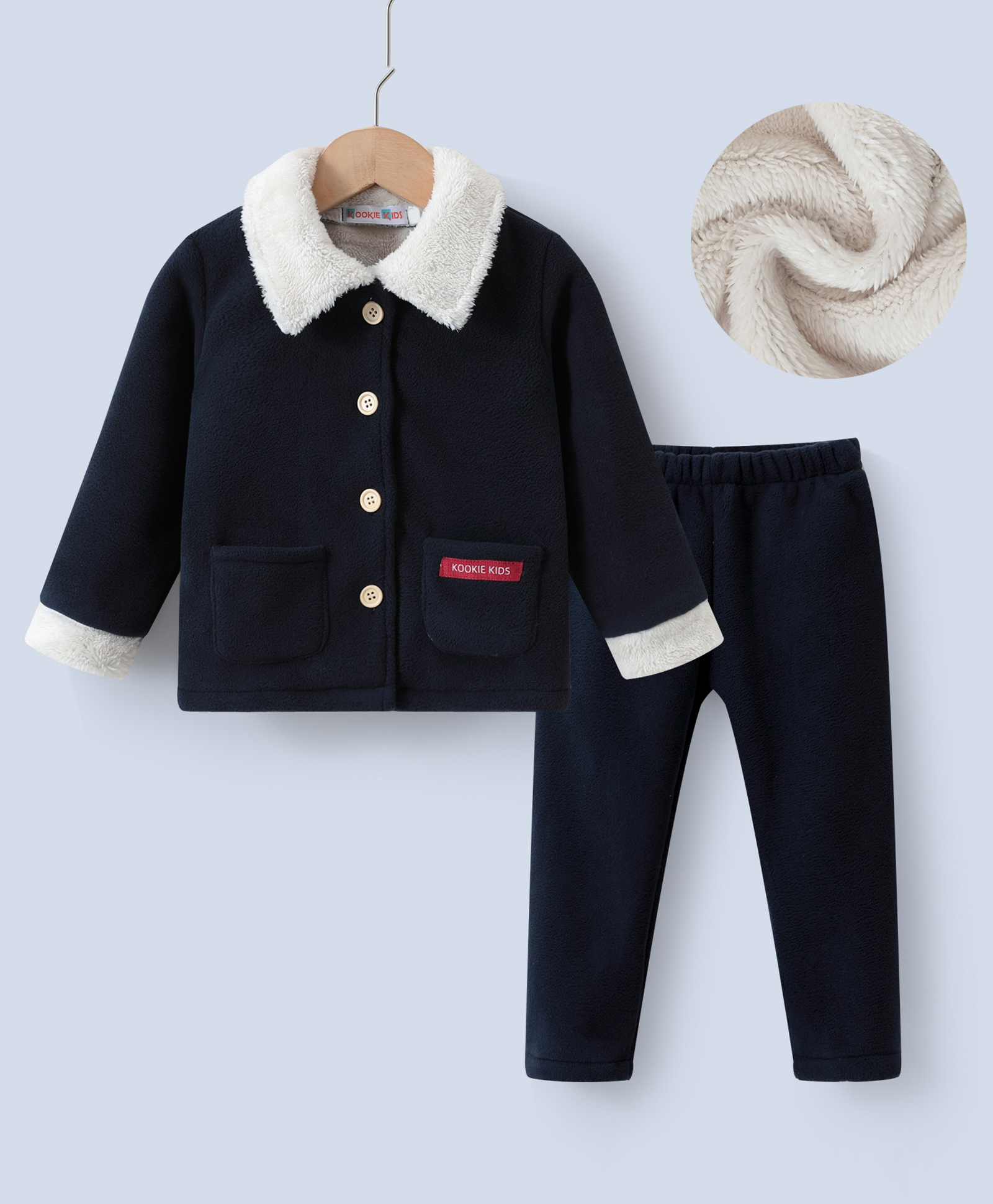Kookie Kids Full Sleeves Collared Winter Wear Suit - Black-image-34