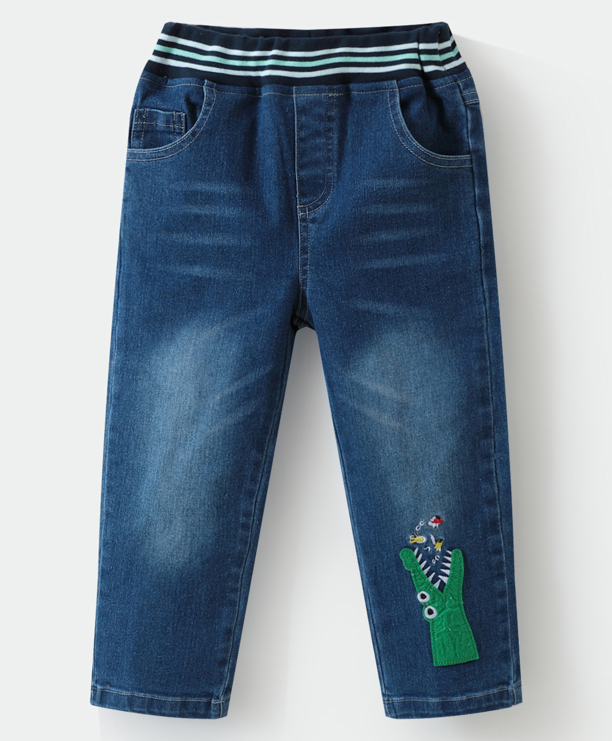 Kookie Kids  Denim Full Length Jeans with Crocodile Print - Navy  Blue-image-6