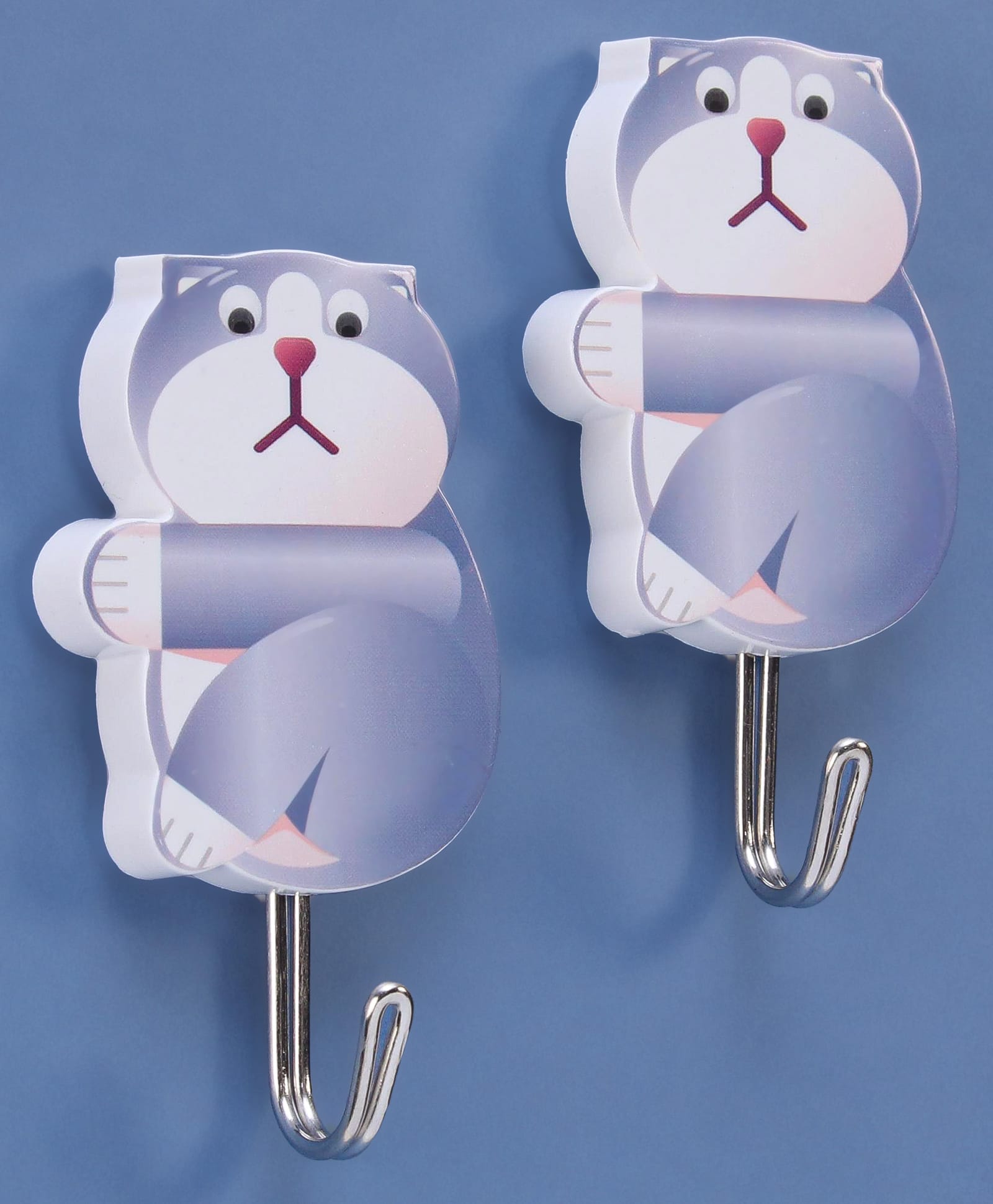 fab n funky Self Adhesive Hook Sitting Cat Shape Pack of 2- Purple-picture-17