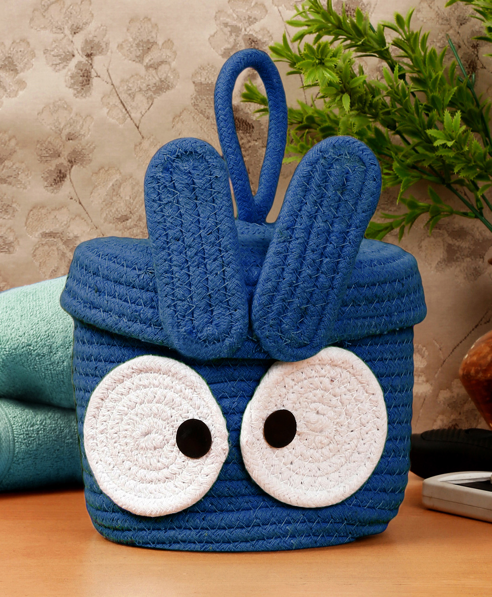 FABINALIV Blue Cartoon Design Cotton Multi Purpose Organiser with Lid-image-34