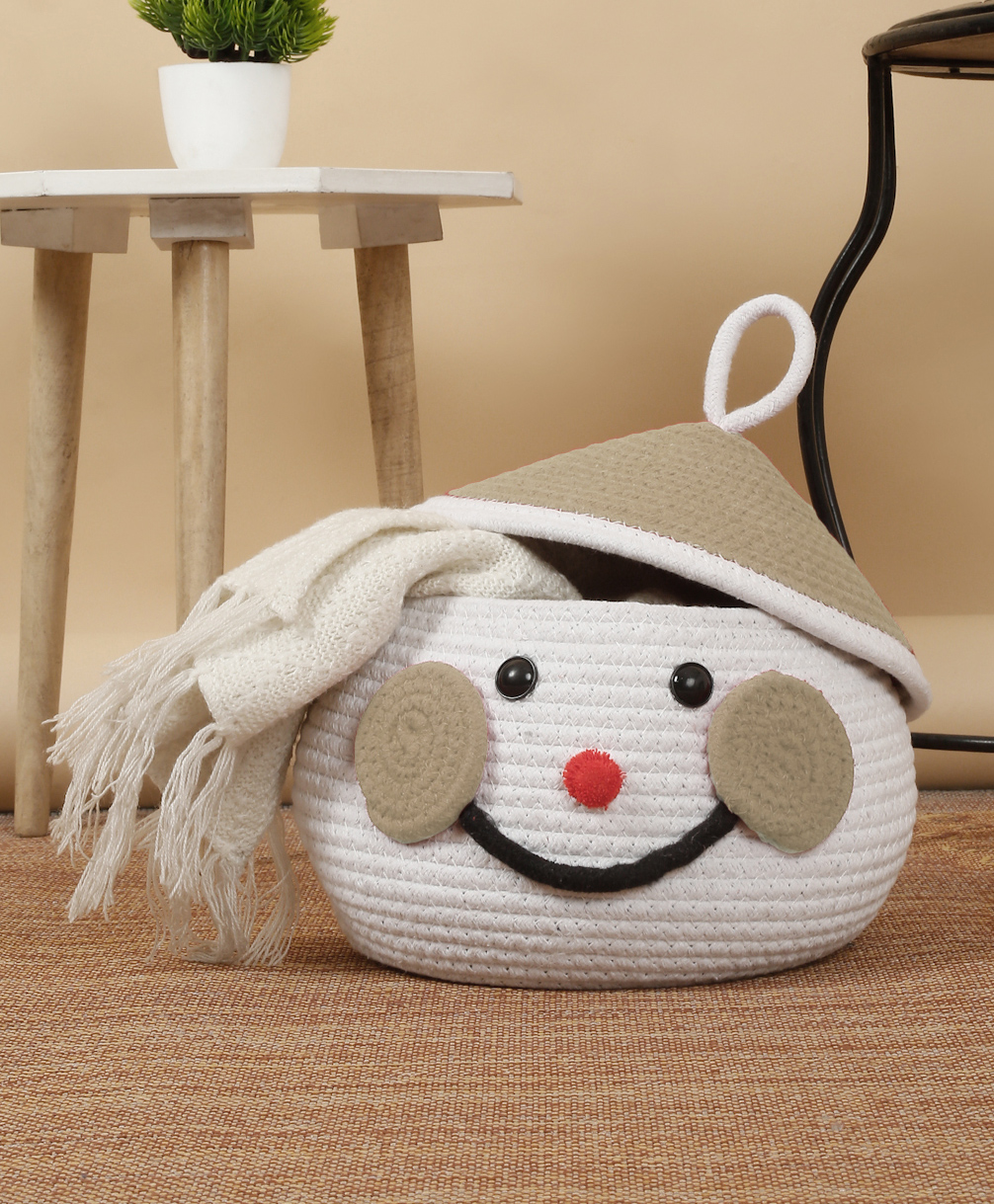 FABINALIV Beige Cartoon Design Cotton Multi Purpose Organiser with Lid-picture-24