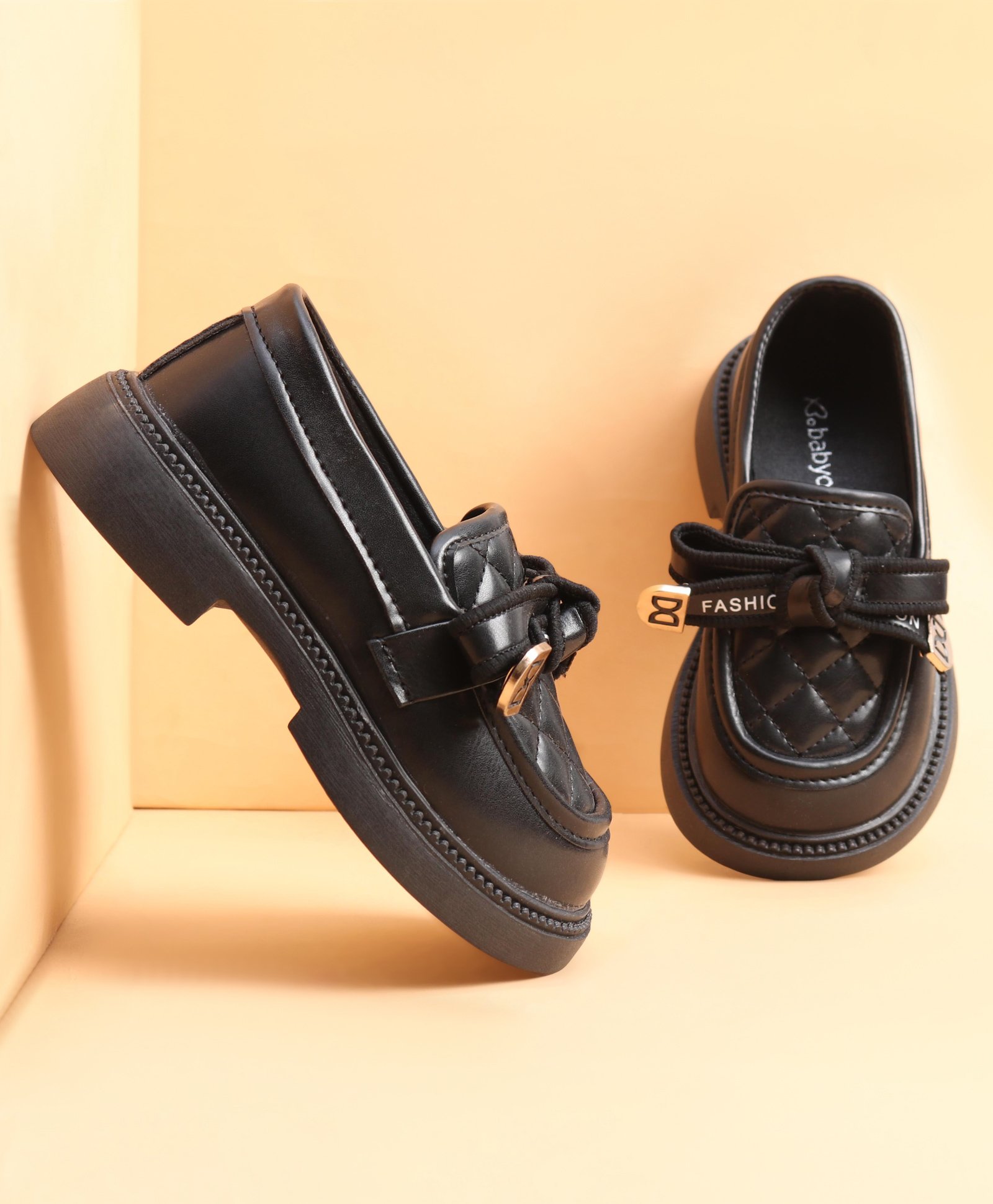 Babyoye Slip On Party Wear Shoes - Black-image-4