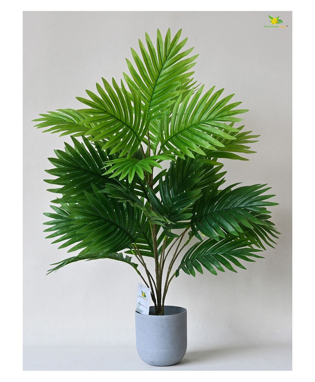 Blooming Floret Artificial Areca Palm Plant 76.2 cm Tall with Basic Black Pot | 21 Leaves | Big Ornamental Plant for Interior Decor/Home Decor/Office Decor | Indoor Tropical Plant | Durable-image-49