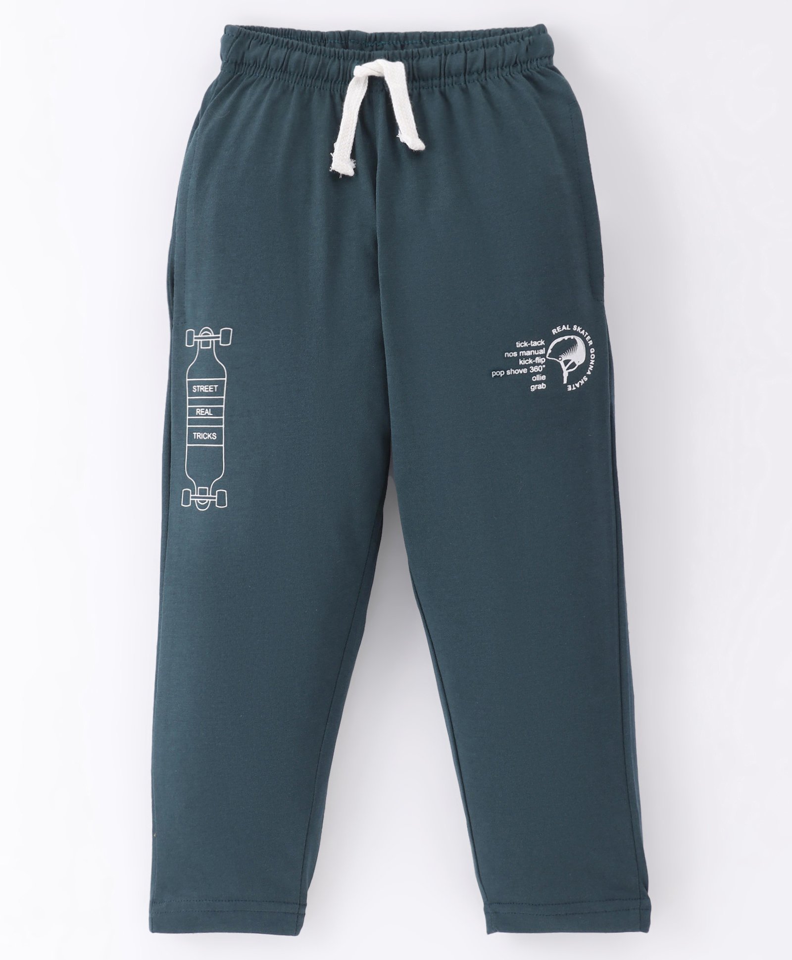 Doreme Single Jersey Knit Full Length Track Pant Text Print - Lead Green-image-30
