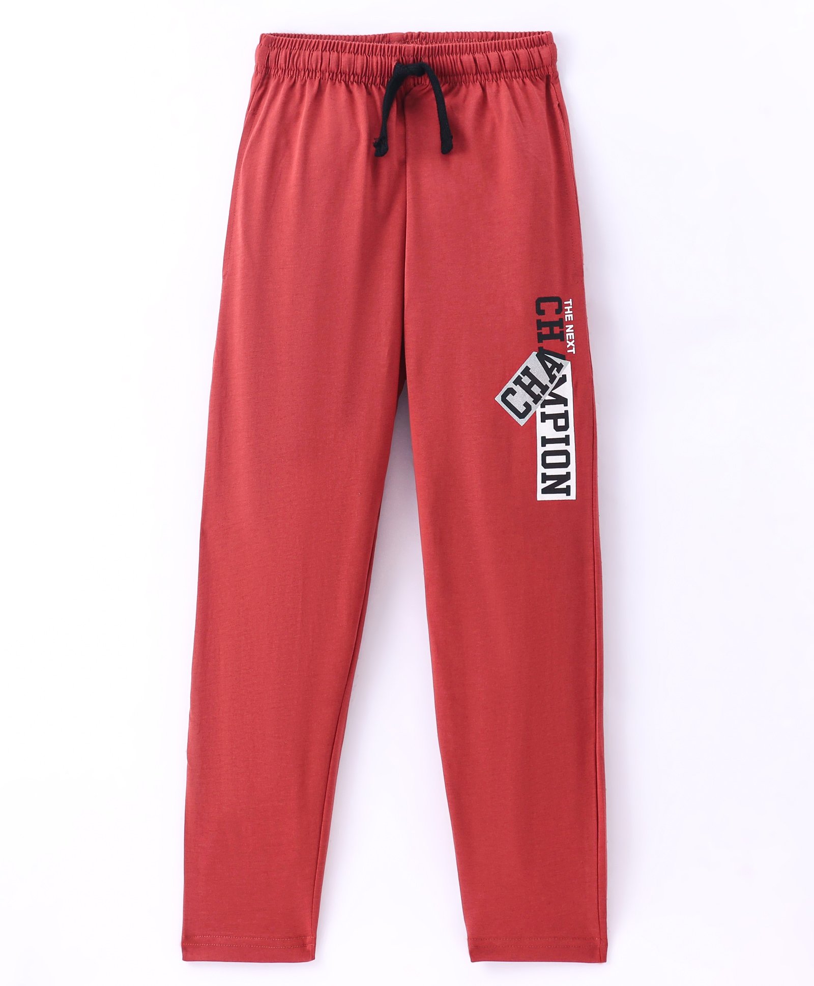 Doreme Single Jersey Knit Full Length Track Pant Text Print - Fire Rust-picture-22
