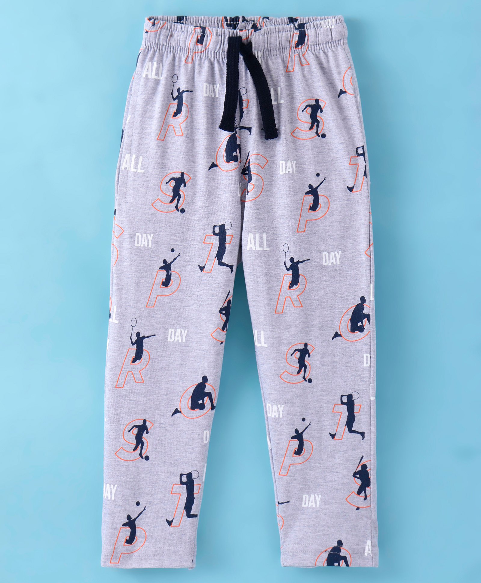 Doreme Single Jersey Knit Full Length Track Pant Sports Theme - Heather Grey-image-12