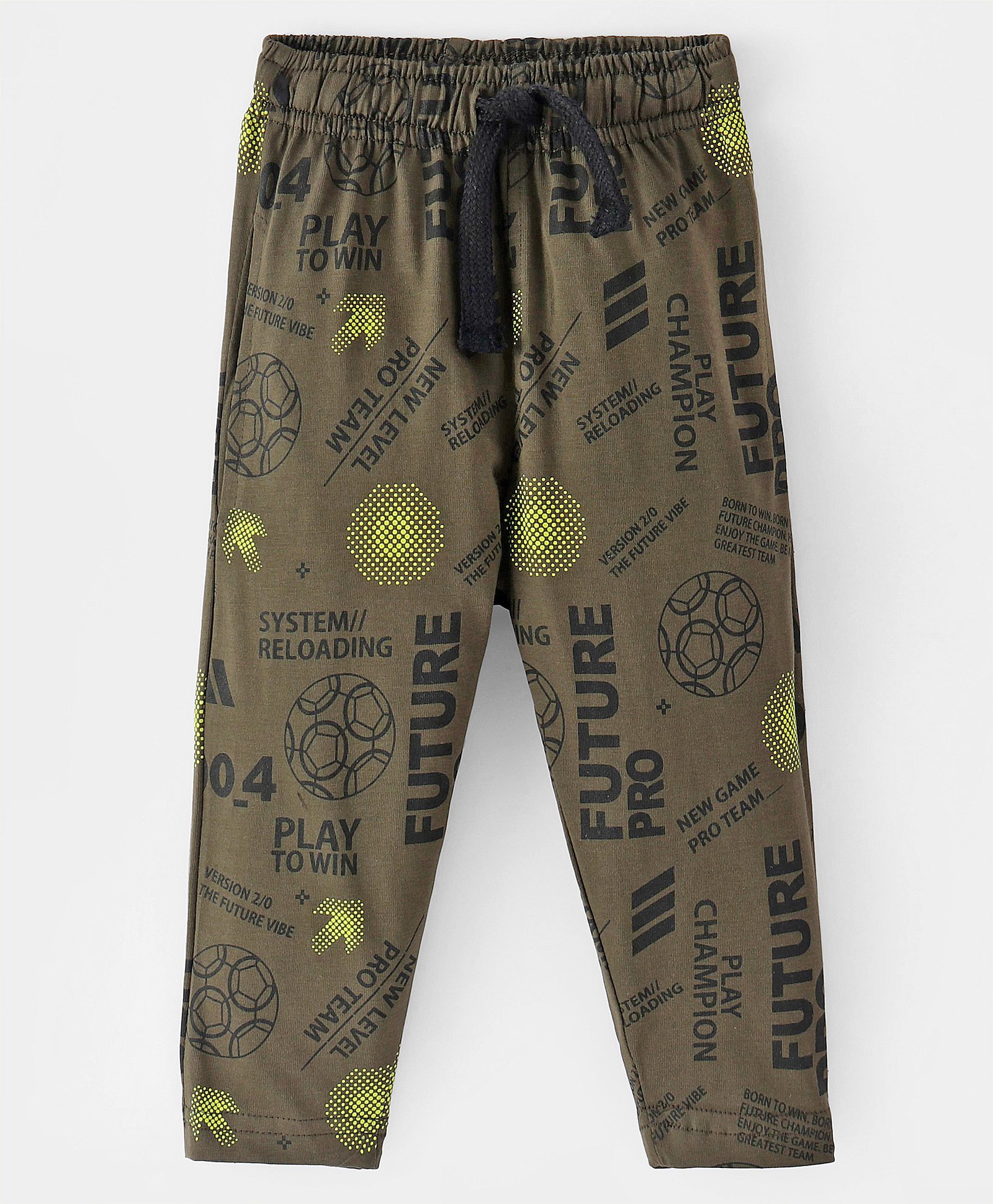 Doreme Single Jersey Knit Full Length Track Pant Text Print - Army Green-picture-13