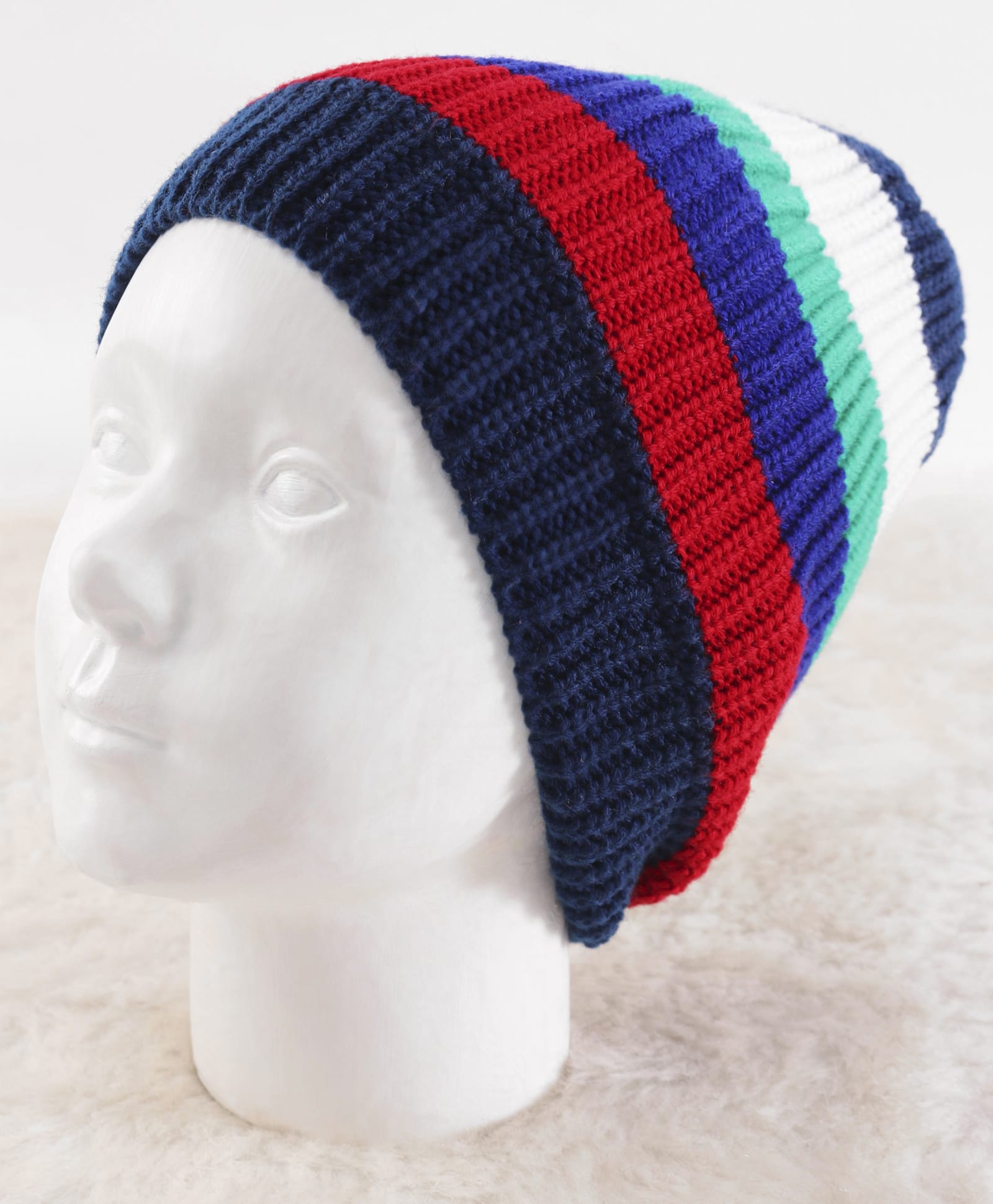 Pine Kids Knit Stripe Designed Winter Cap - Blue & Red-picture-35