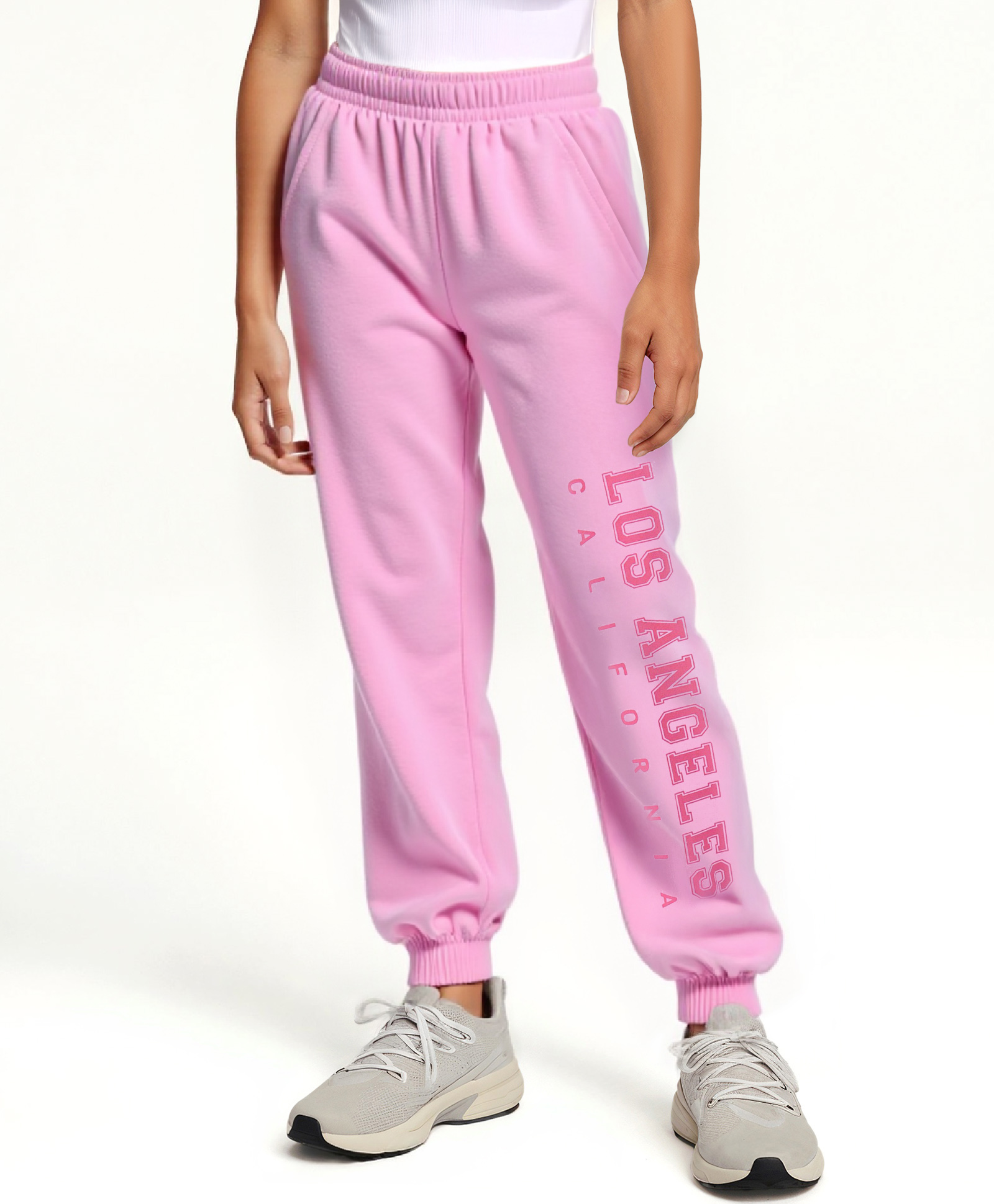 Honeyhap Premium 100% Cotton Knit Full Length Lounge Pants With Text Print - Light Pink-picture-12